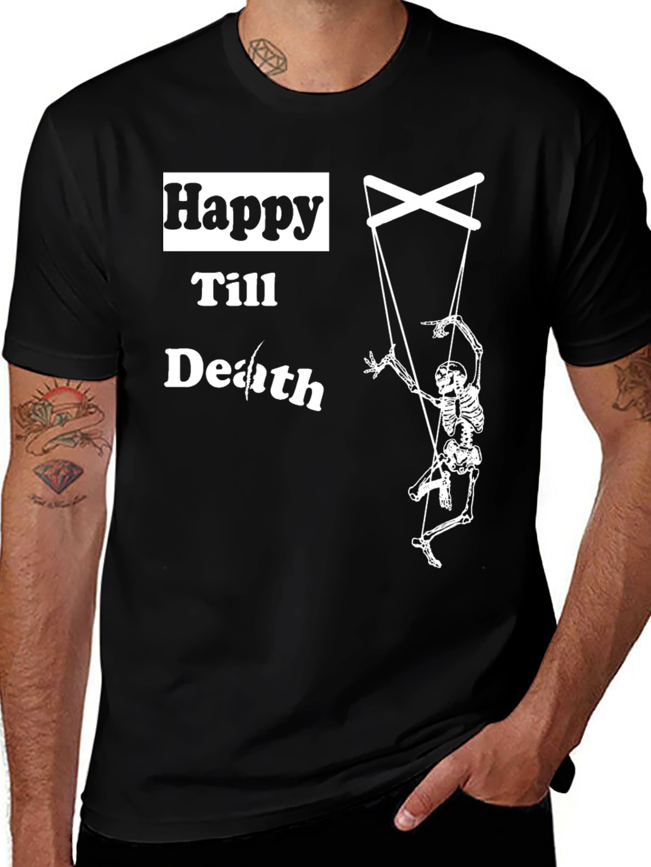 Variant 13 of Happy Till Death Skeleton Puppet T-Shirt