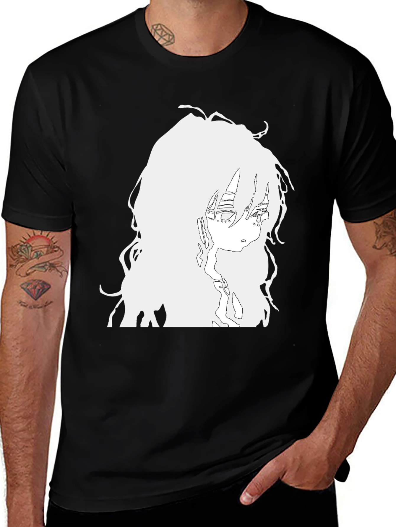Variant 2 of Anime Girl Graphic Tee - Black Cotton T-Shirt