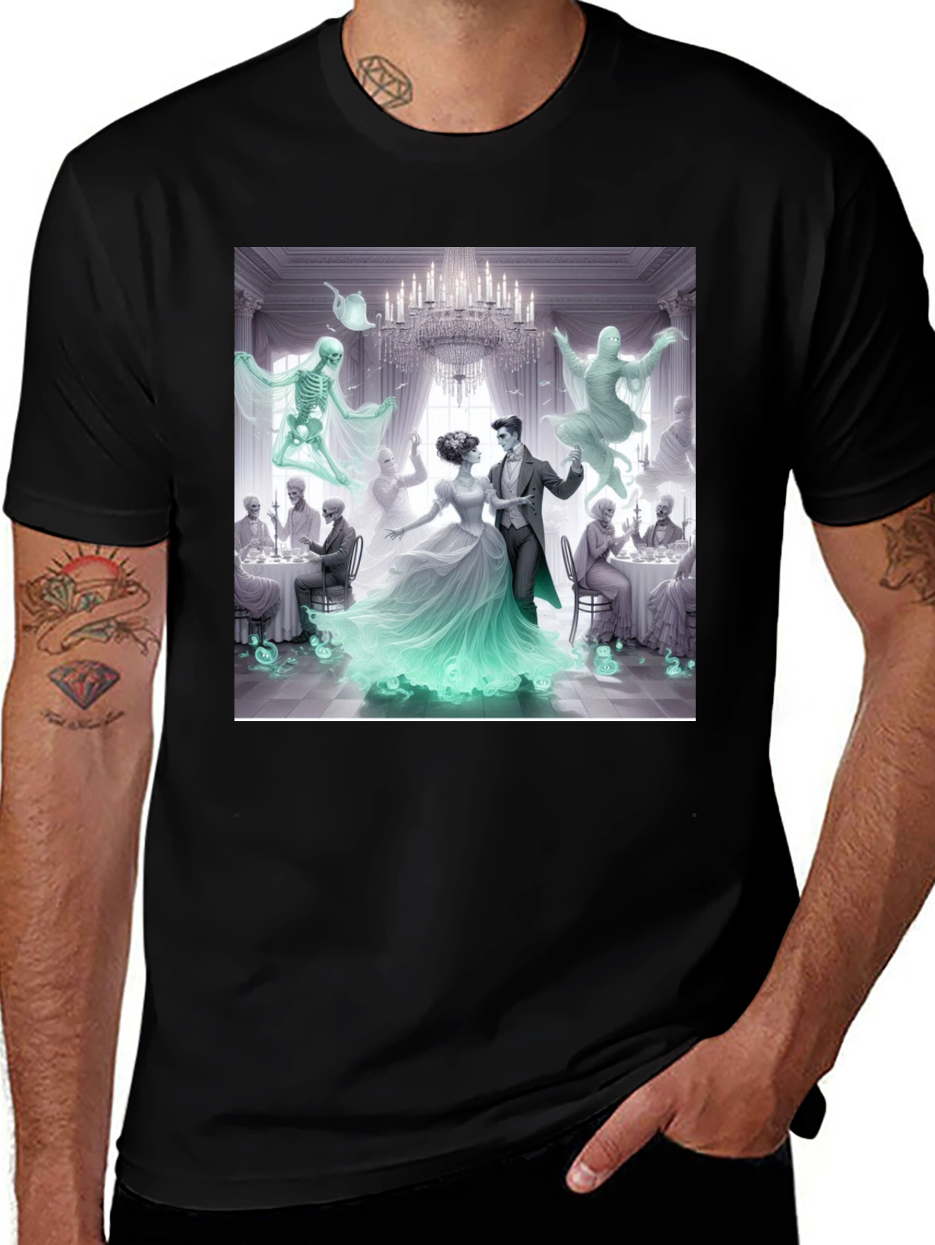 Variant 10 of Ghostly Ballroom T-Shirt - Spooky Wedding Design