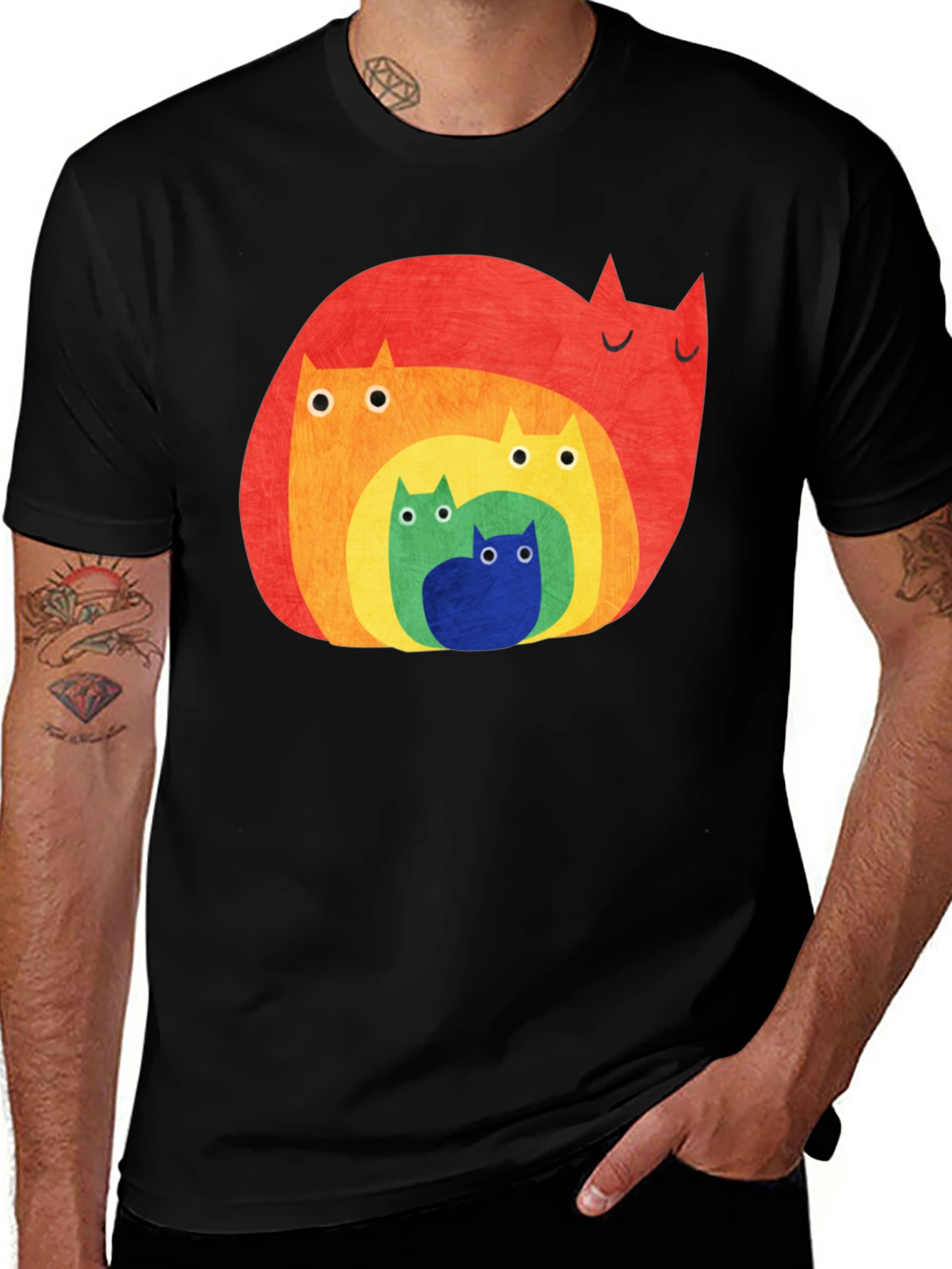 Variant 4 of Rainbow Cat Family Graphic Tee