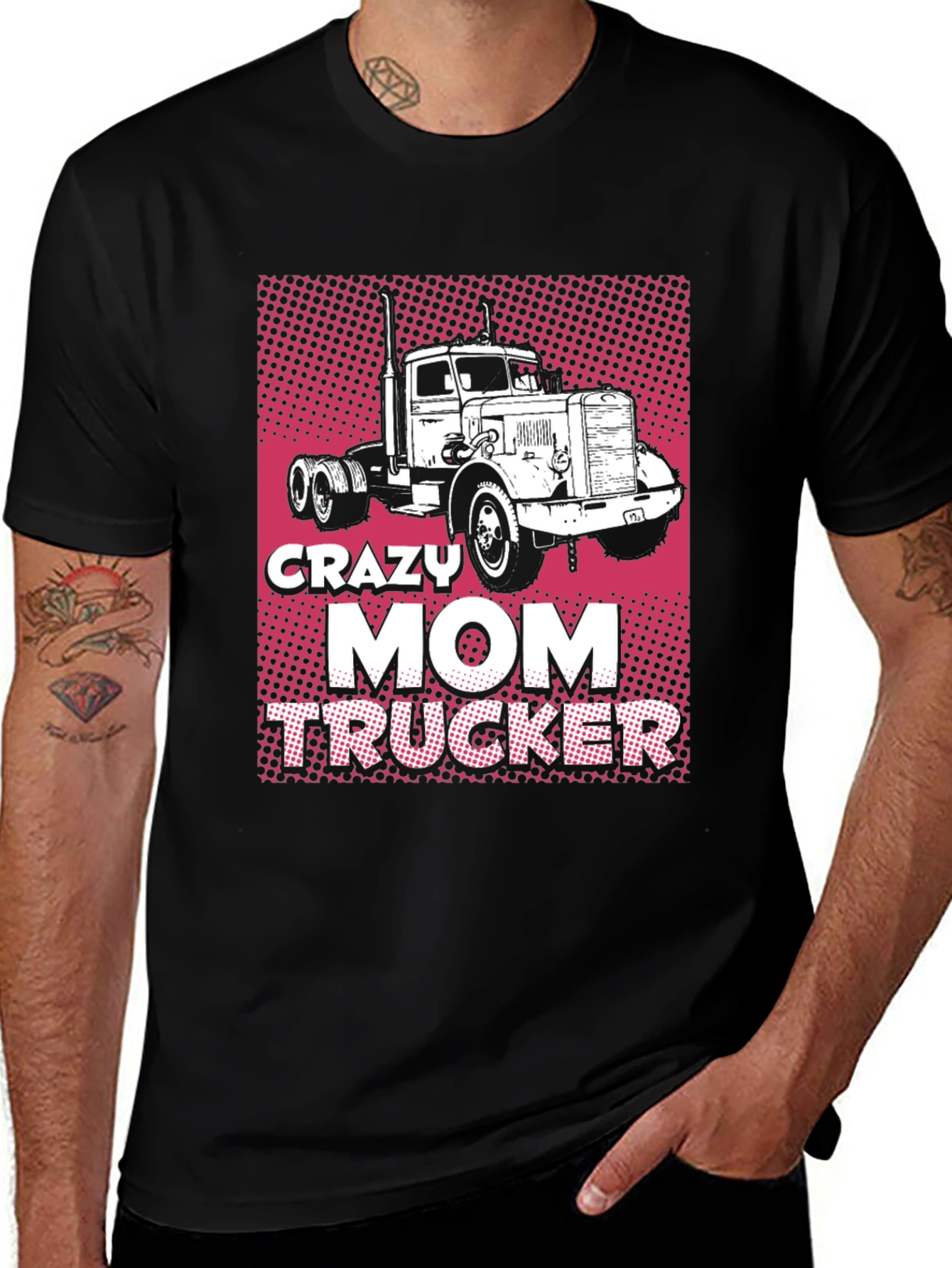 Variant 24 of Crazy Mom Trucker Black T-Shirt