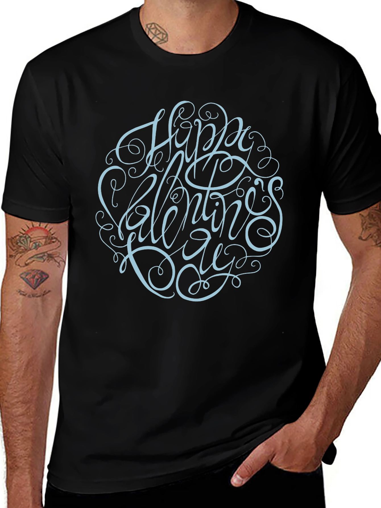 Happy Valentines Day Graphic Black Tee