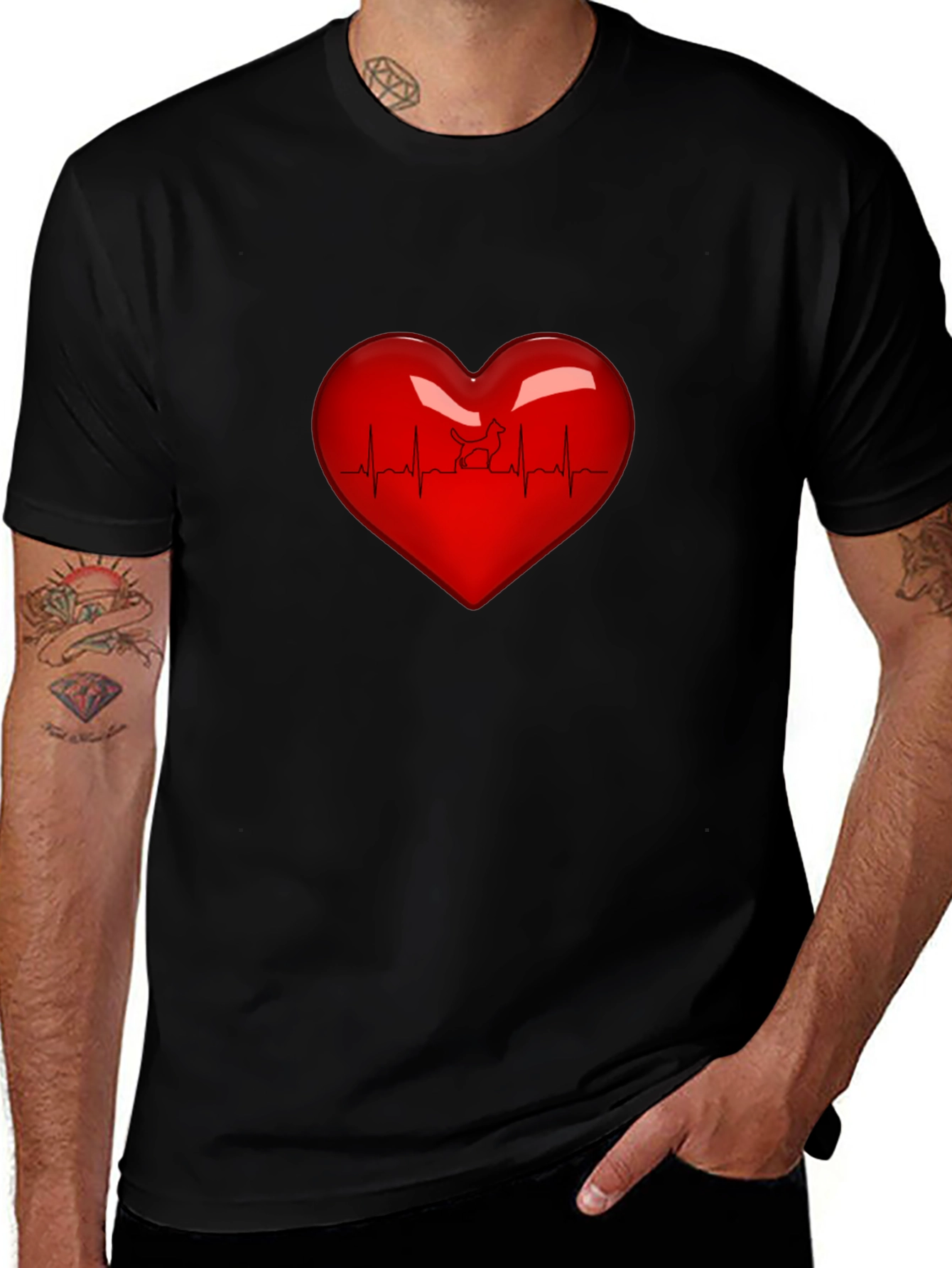 Variant 27 of Heartbeat Dog Lover T-Shirt - Black