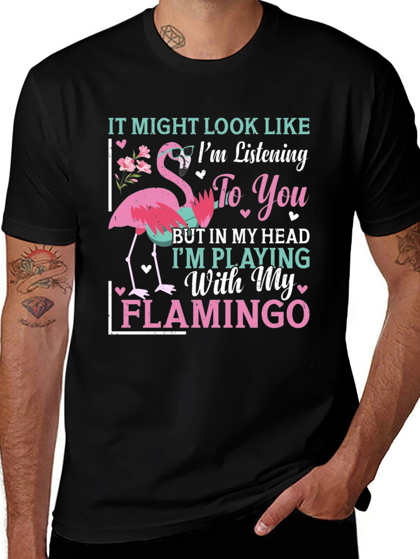 Variant 3 of Funny Flamingo T-Shirt - I'm Playing With My Flamingo