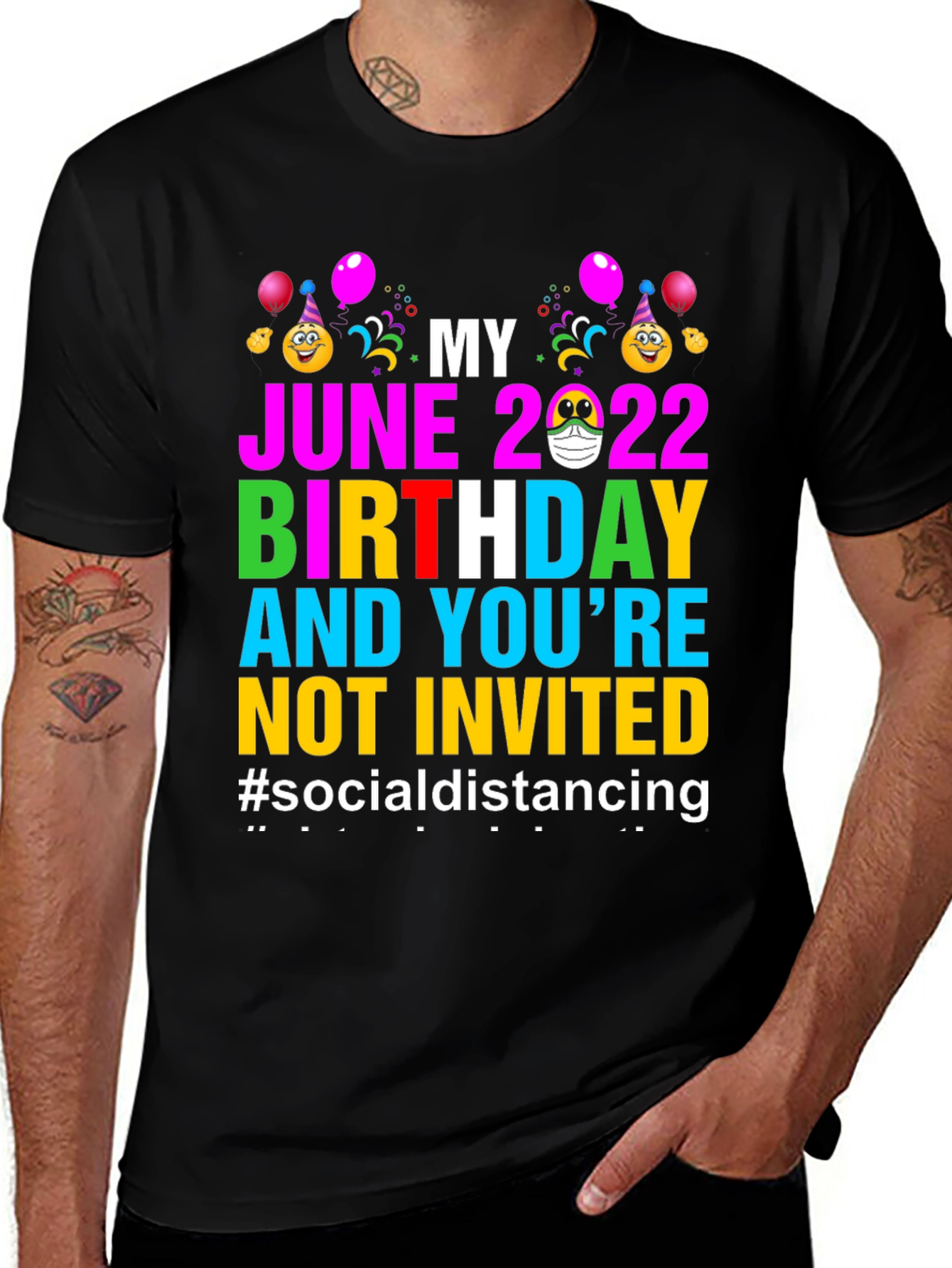 Variant 5 of June 2022 Birthday Social Distancing T-Shirt