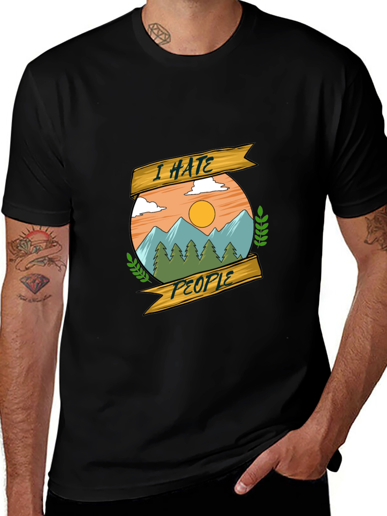 Variant 12 of I Hate People Graphic Tee, Mountain Scene Shirt