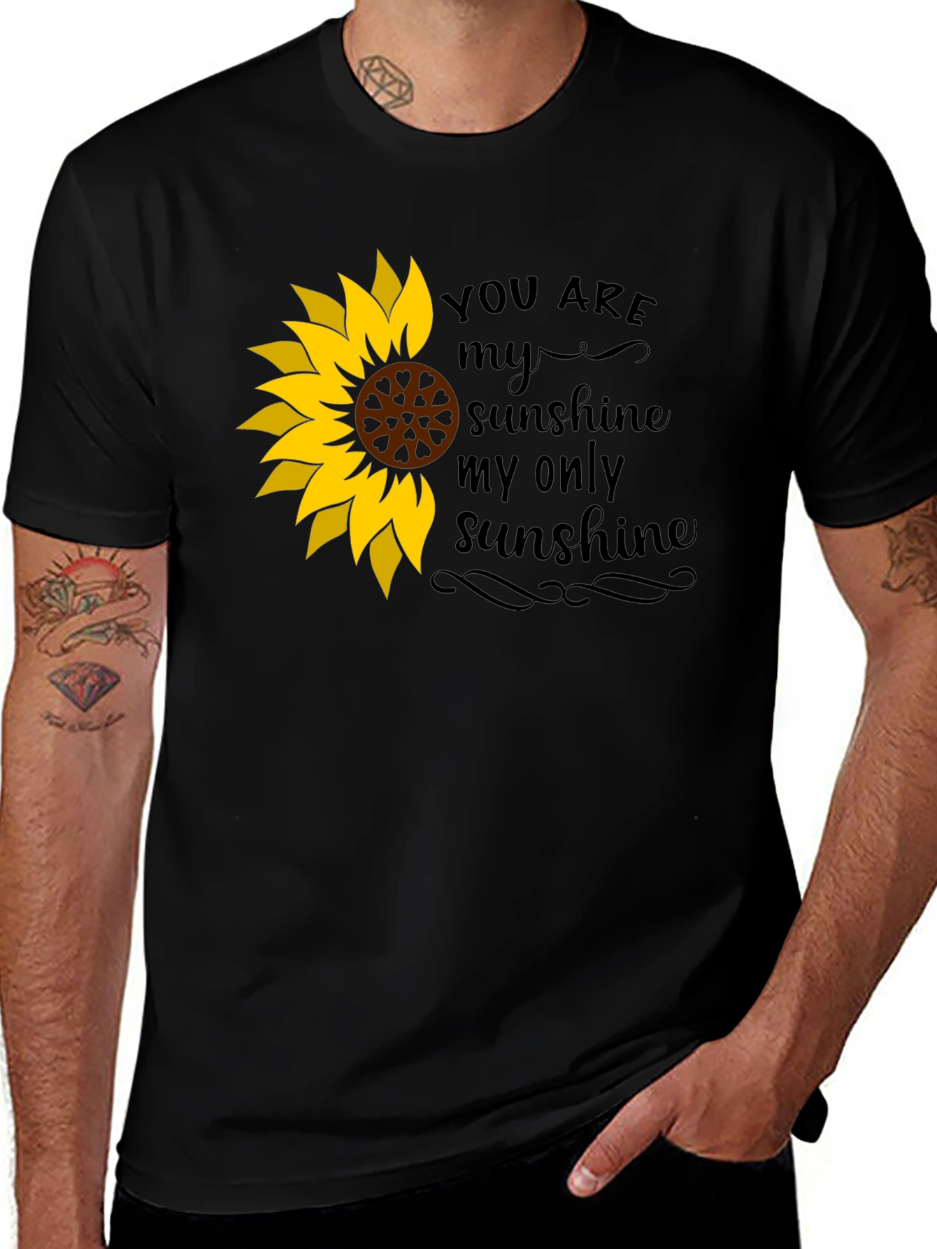 Variant 20 of Sunflower Sunshine Graphic Tee - Black Cotton Blend