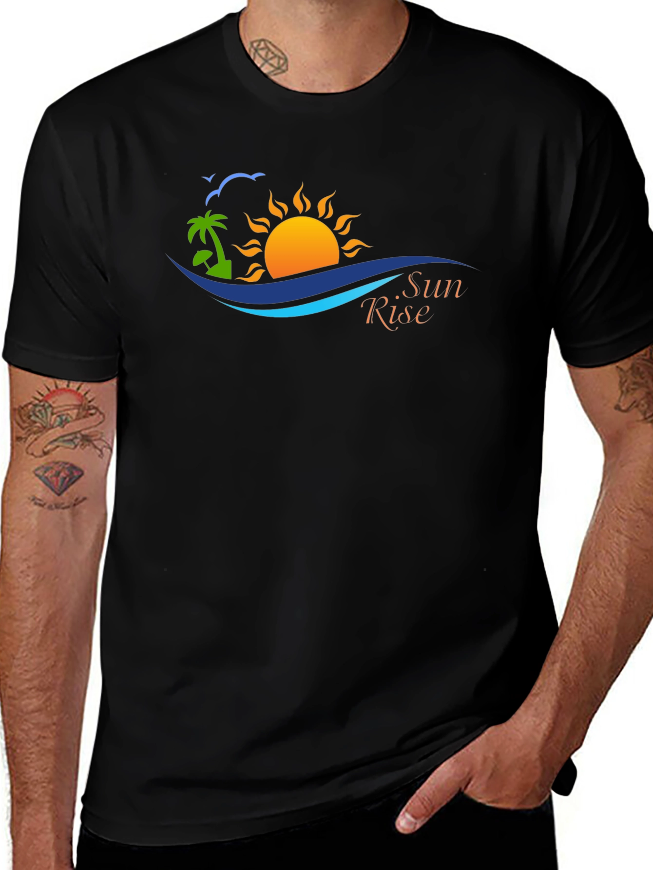 Sunrise Graphic Tee - Palm & Sun Design
