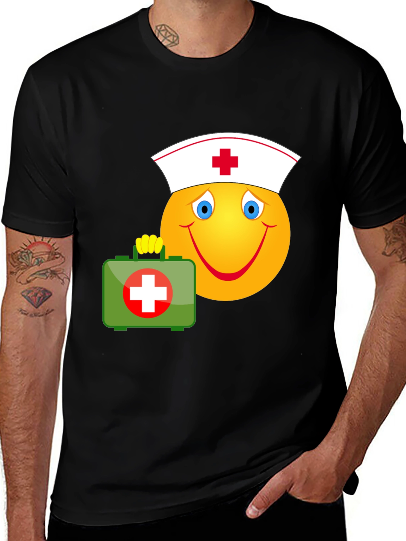 Variant 23 of Nurse Emoji T-Shirt - First Aid Humor Tee