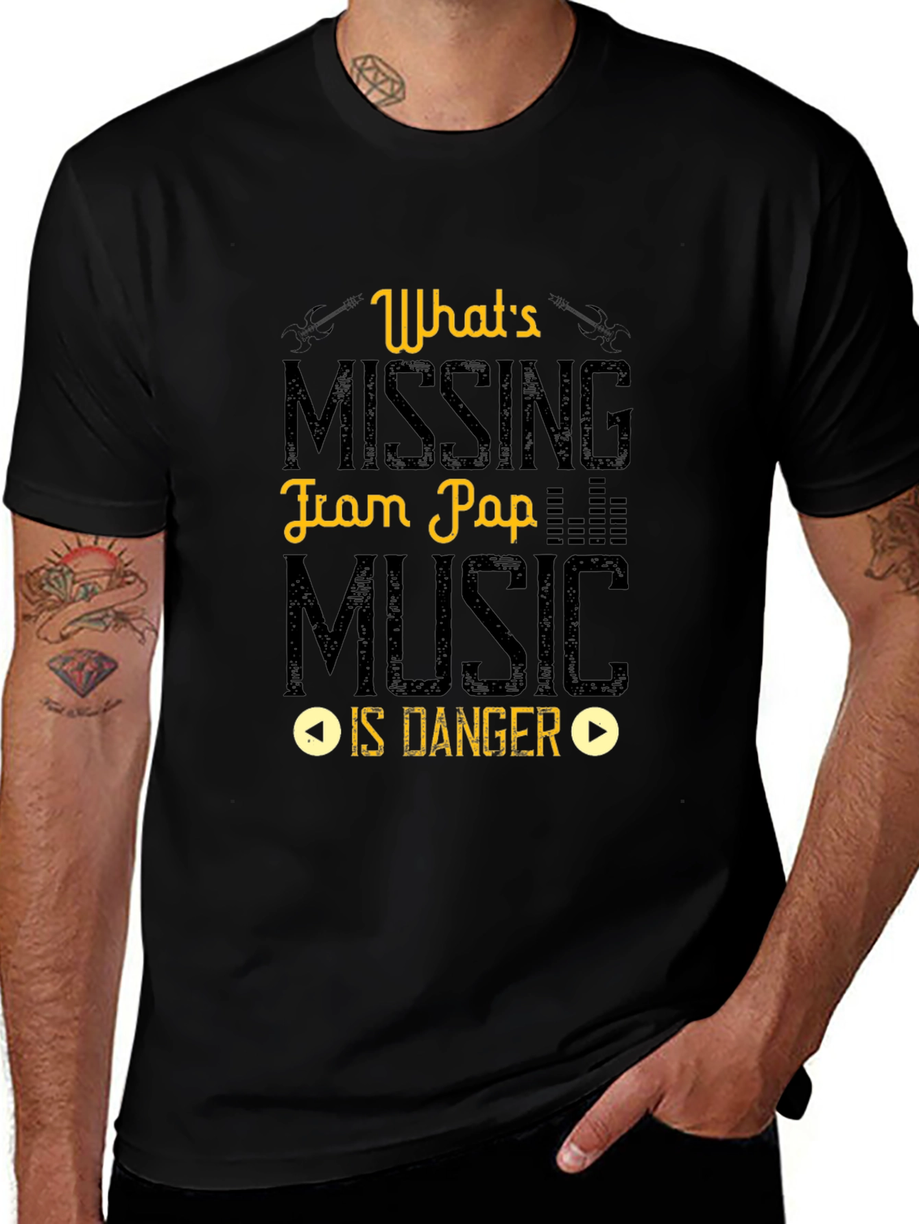 Variant 22 of What's Missing in Pop Music is Danger Black T-Shirt