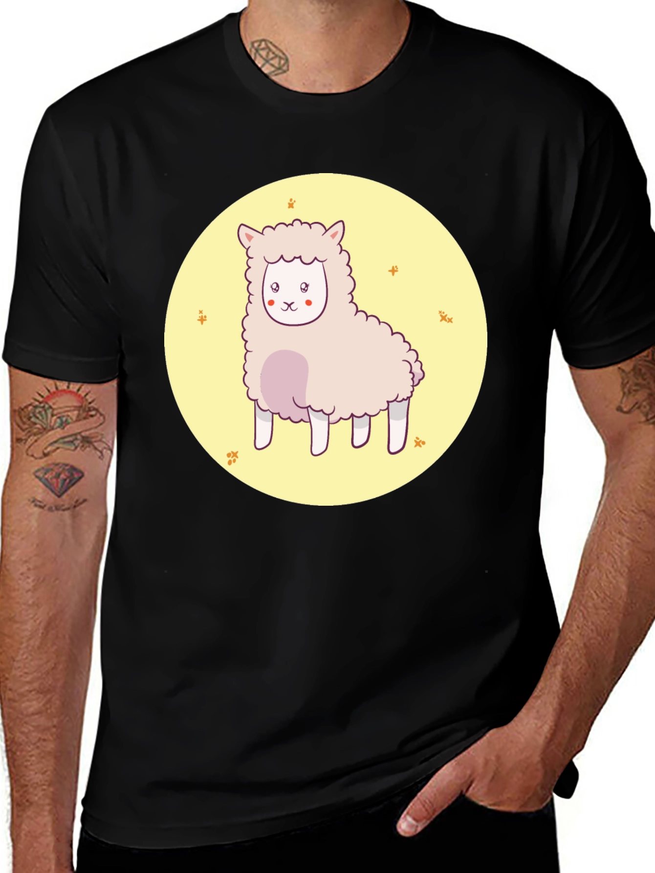 Variant 29 of Cute Alpaca Graphic Tee - Unisex Black T-Shirt