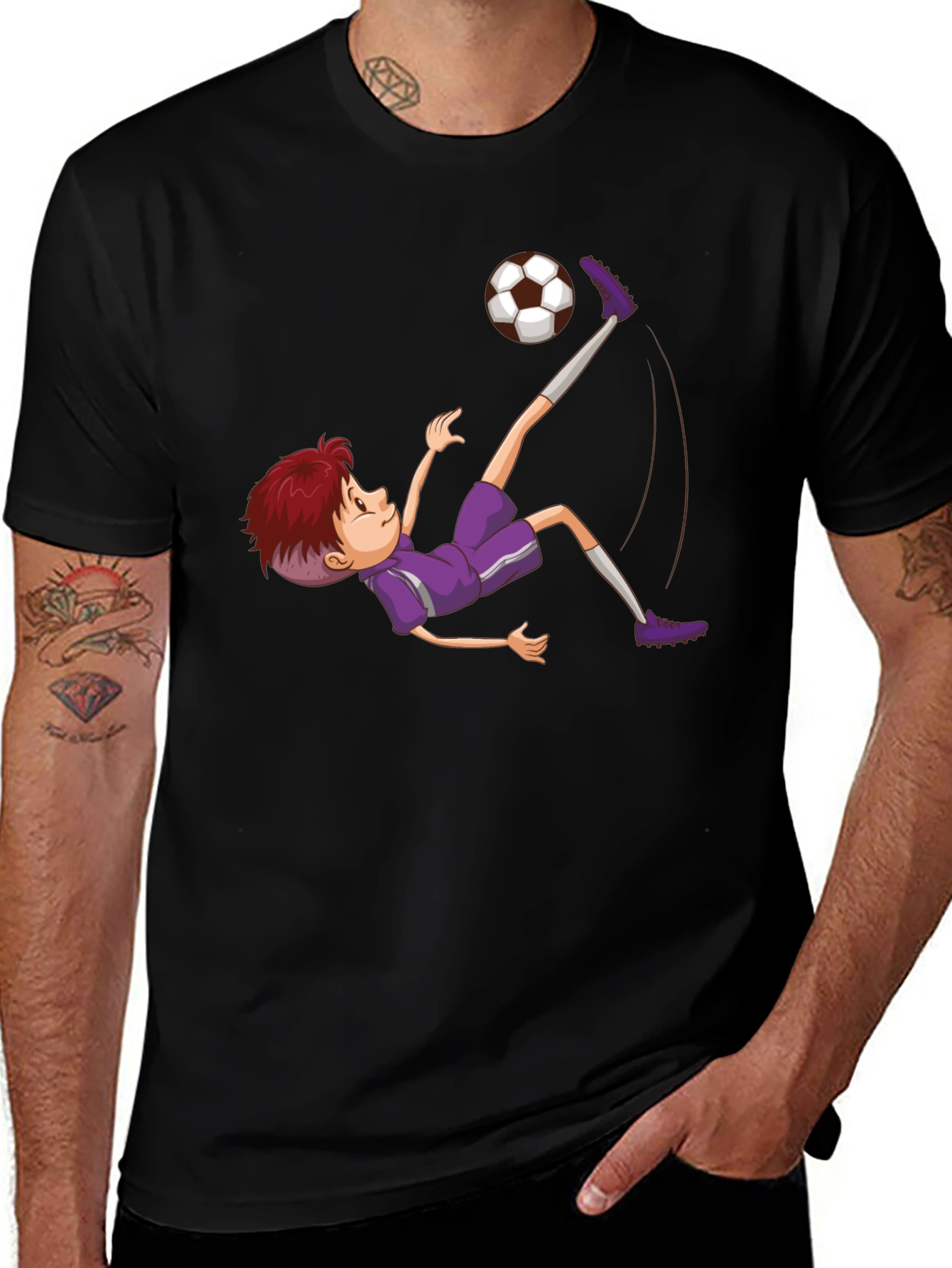 Variant 25 of Soccer Kid Graphic Tee - Black Cotton T-Shirt