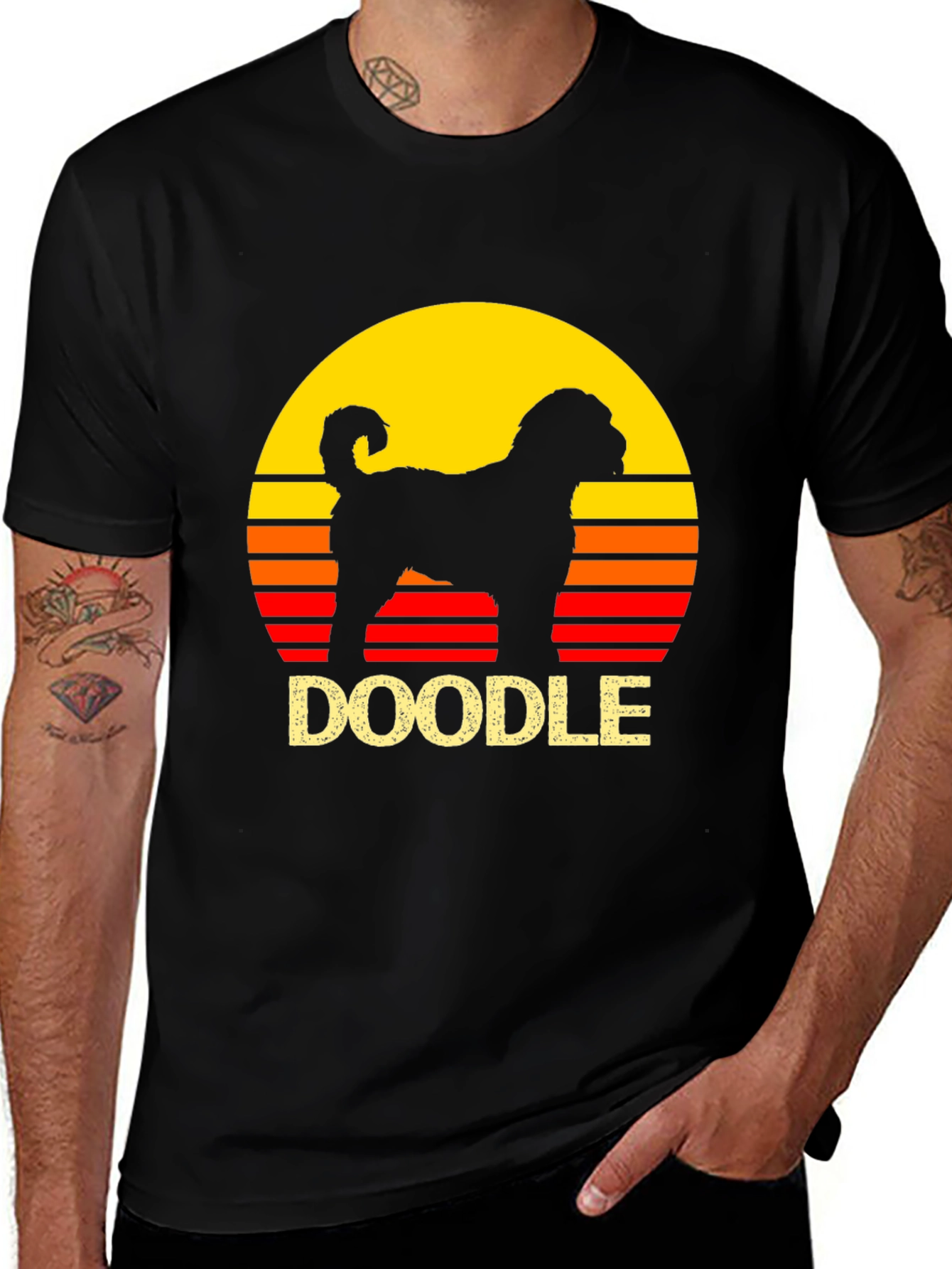 Variant 8 of Doodle Dog Sunset Graphic Tee - Unique Design