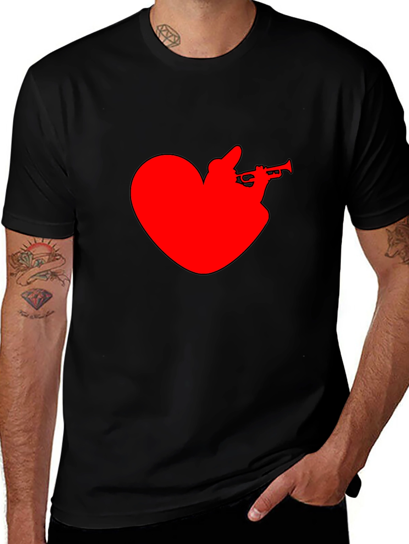 Trumpet Heart Tee - Music Lover's T-Shirt