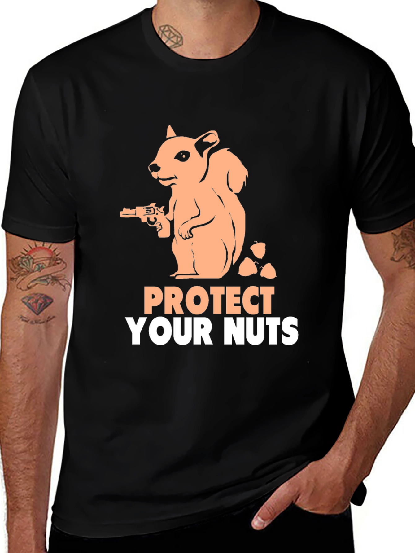 Protect Your Nuts T-Shirt Funny Squirrel Gun Tee