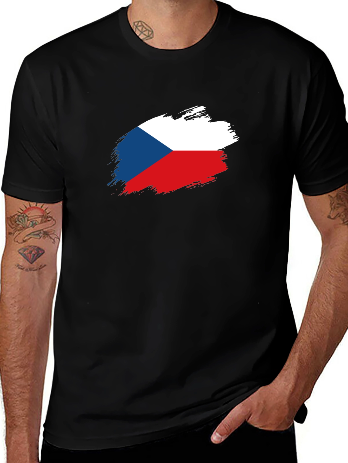 Variant 22 of Czech Republic Flag T-Shirt - Distressed Grunge Style