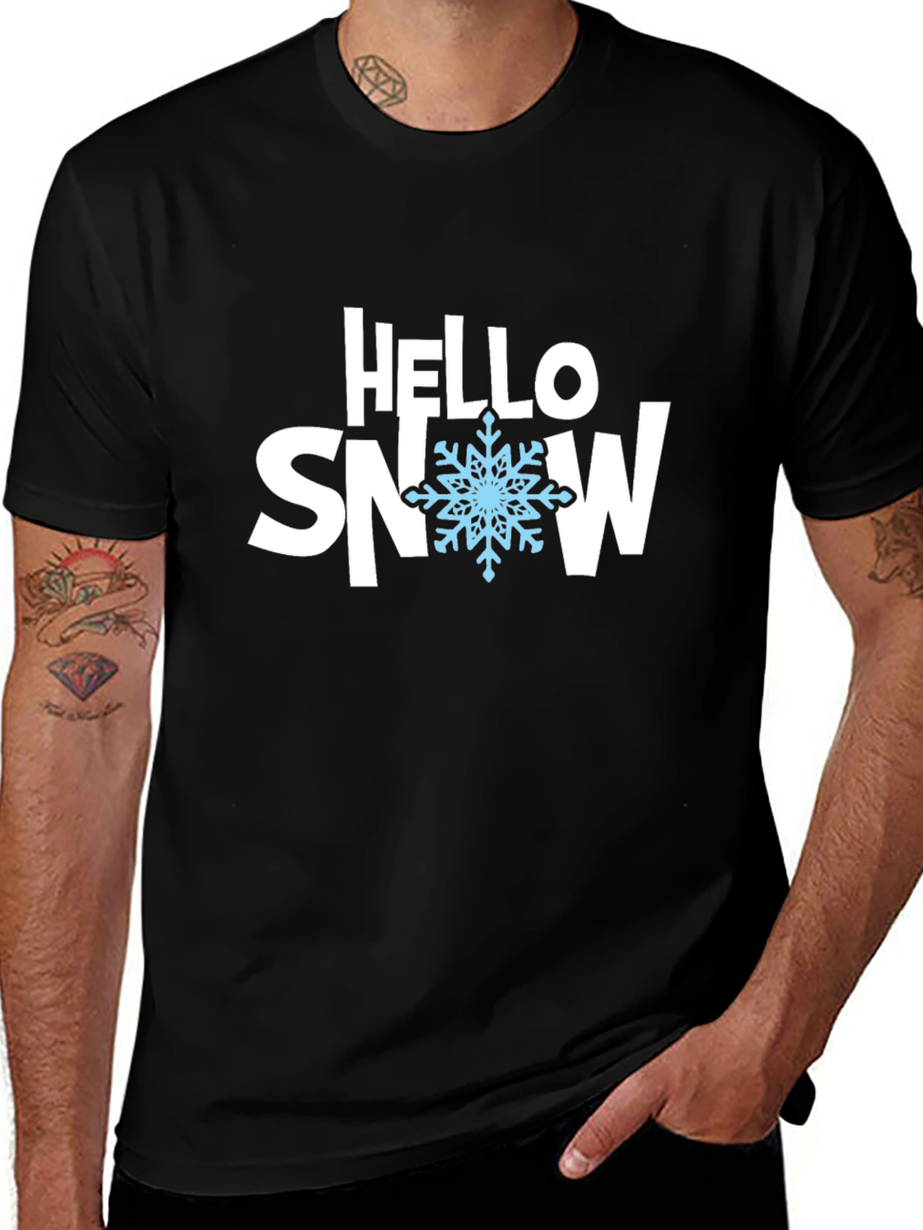 Variant 24 of Hello Snow Graphic Tee - Winter Holiday T-Shirt