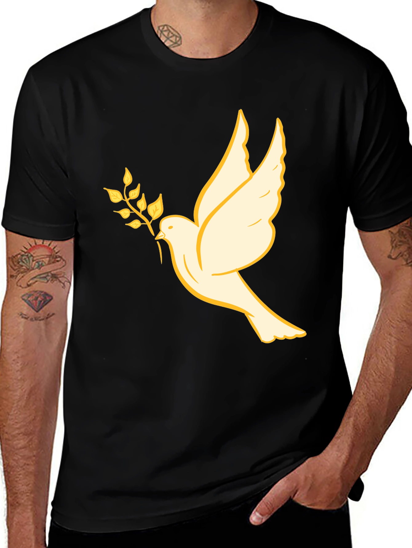 Variant 2 of Dove Olive Branch Graphic Tee - Black