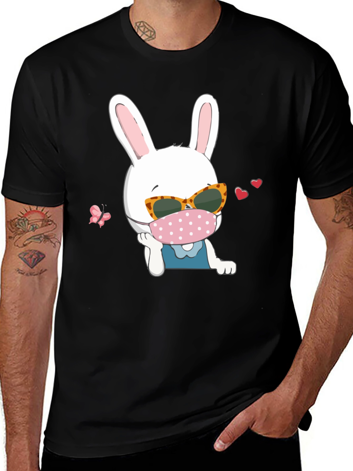 Variant 23 of Bunny with Mask Graphic Tee - Casual & Fun Style