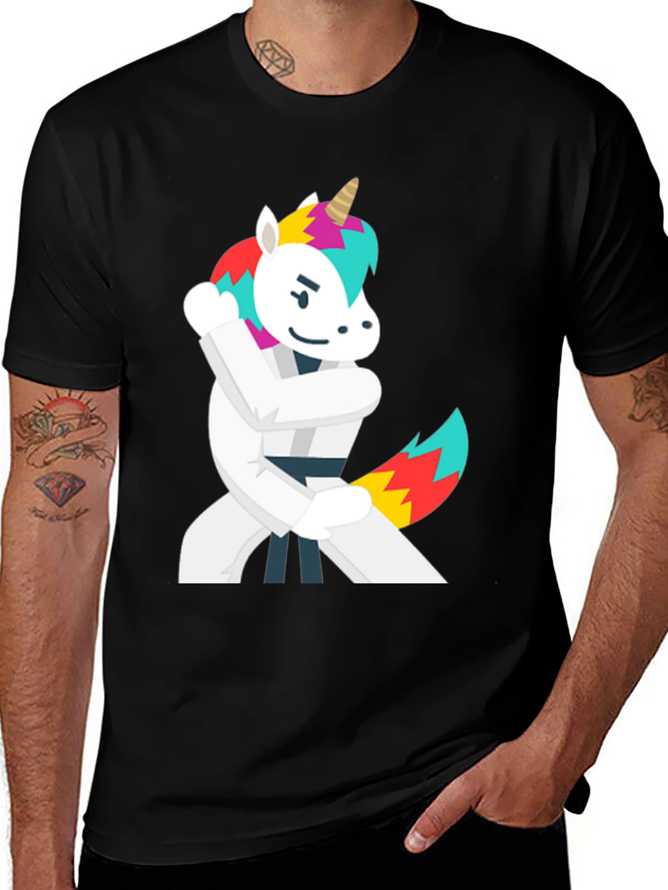 Karate Unicorn Black T-Shirt
