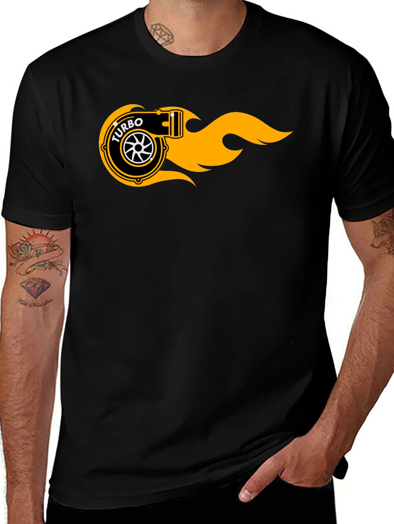 Variant 2 of Turbo Flame Graphic Black T-Shirt