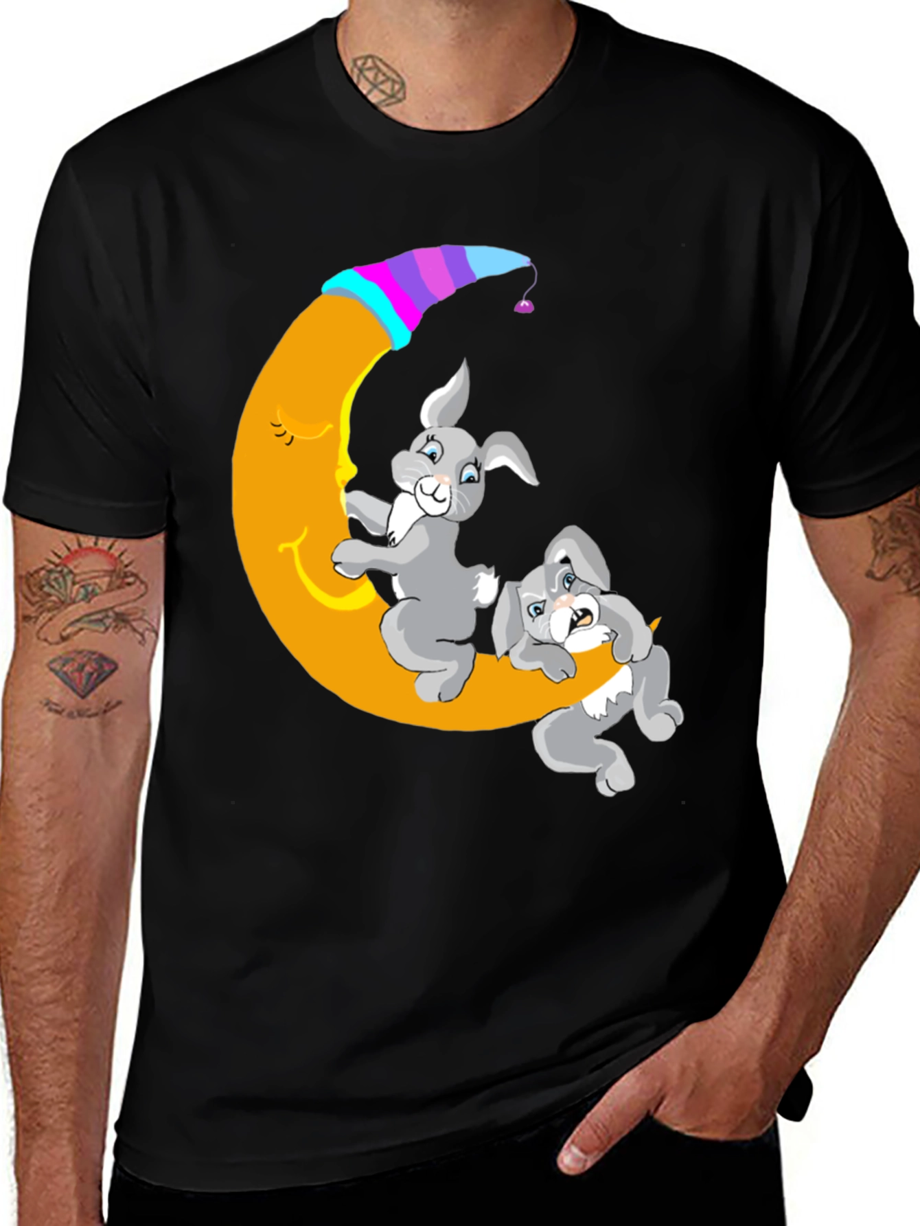 Variant 7 of Moon Bunny Black T-Shirt