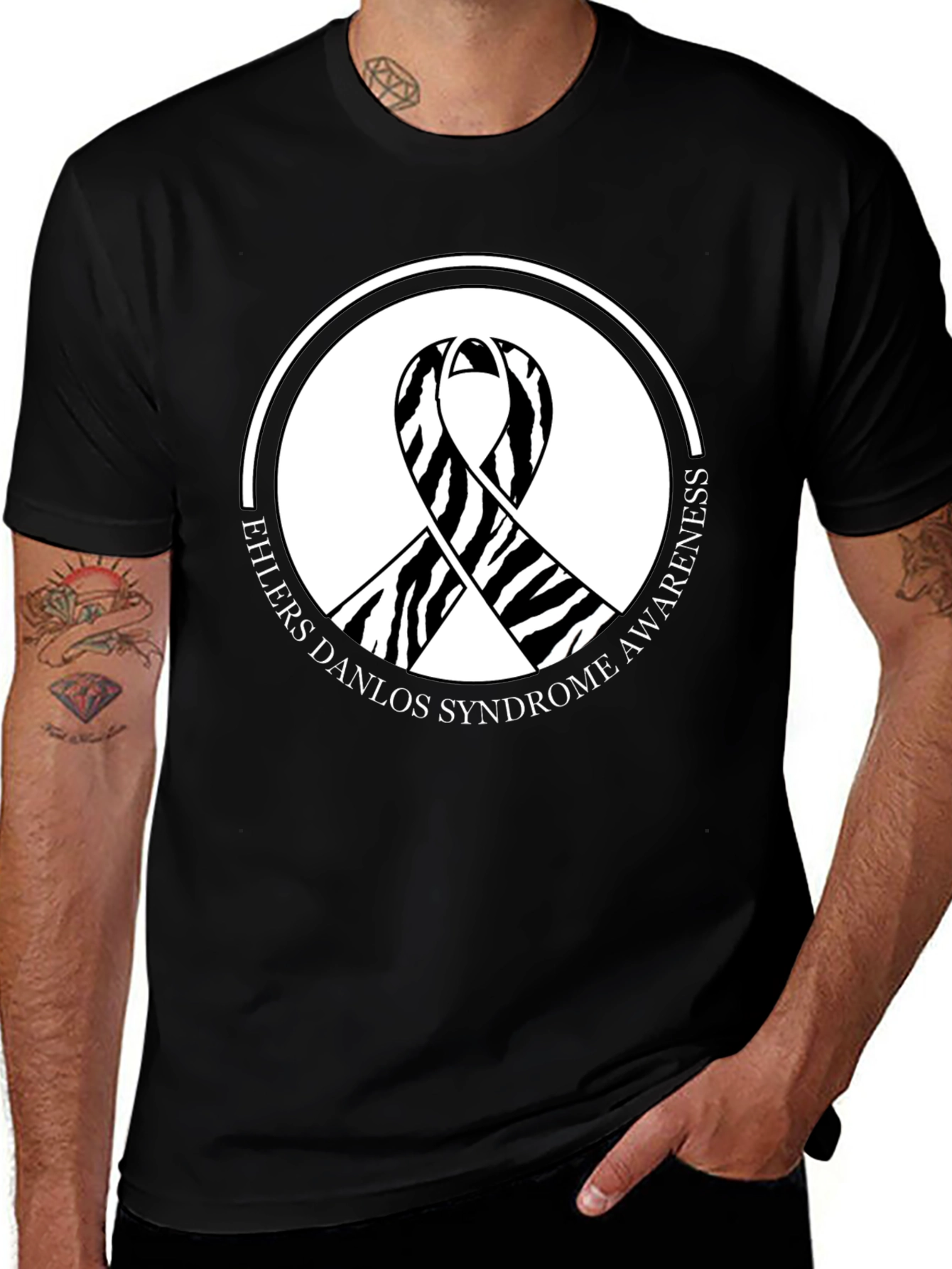 Ehlers-Danlos Syndrome Awareness Zebra Ribbon T-Shirt