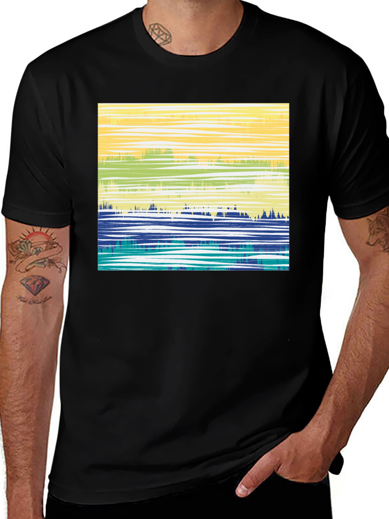 Variant 25 of Abstract Horizon Graphic T-Shirt - Black