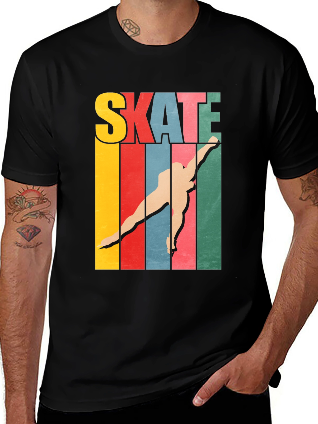 Variant 9 of Retro Skate T-Shirt - Colorful Skateboarder Tee