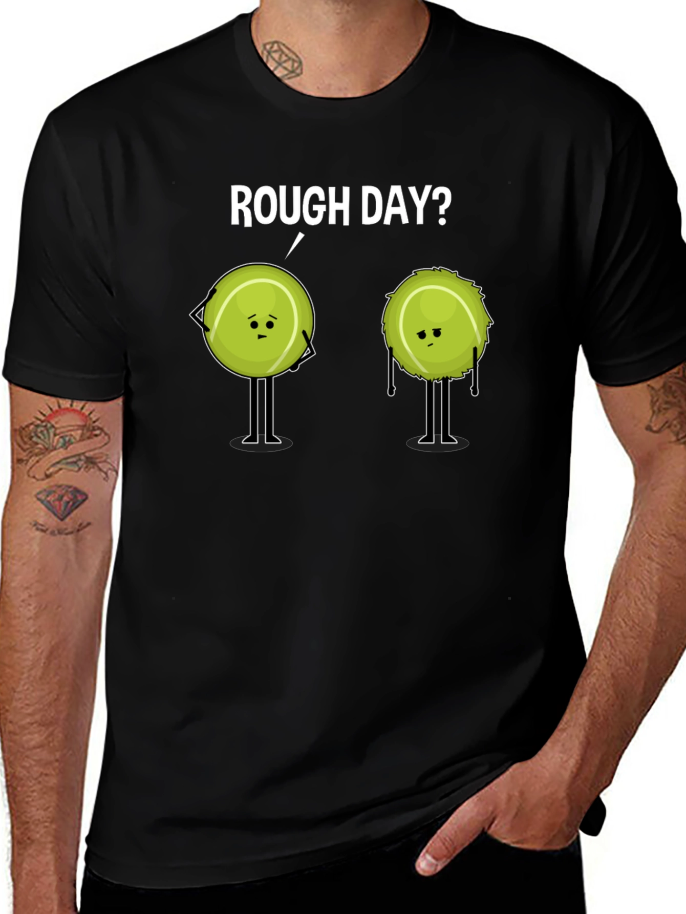 Variant 23 of Rough Day? Tennis T-Shirt - Funny Cartoon Tee