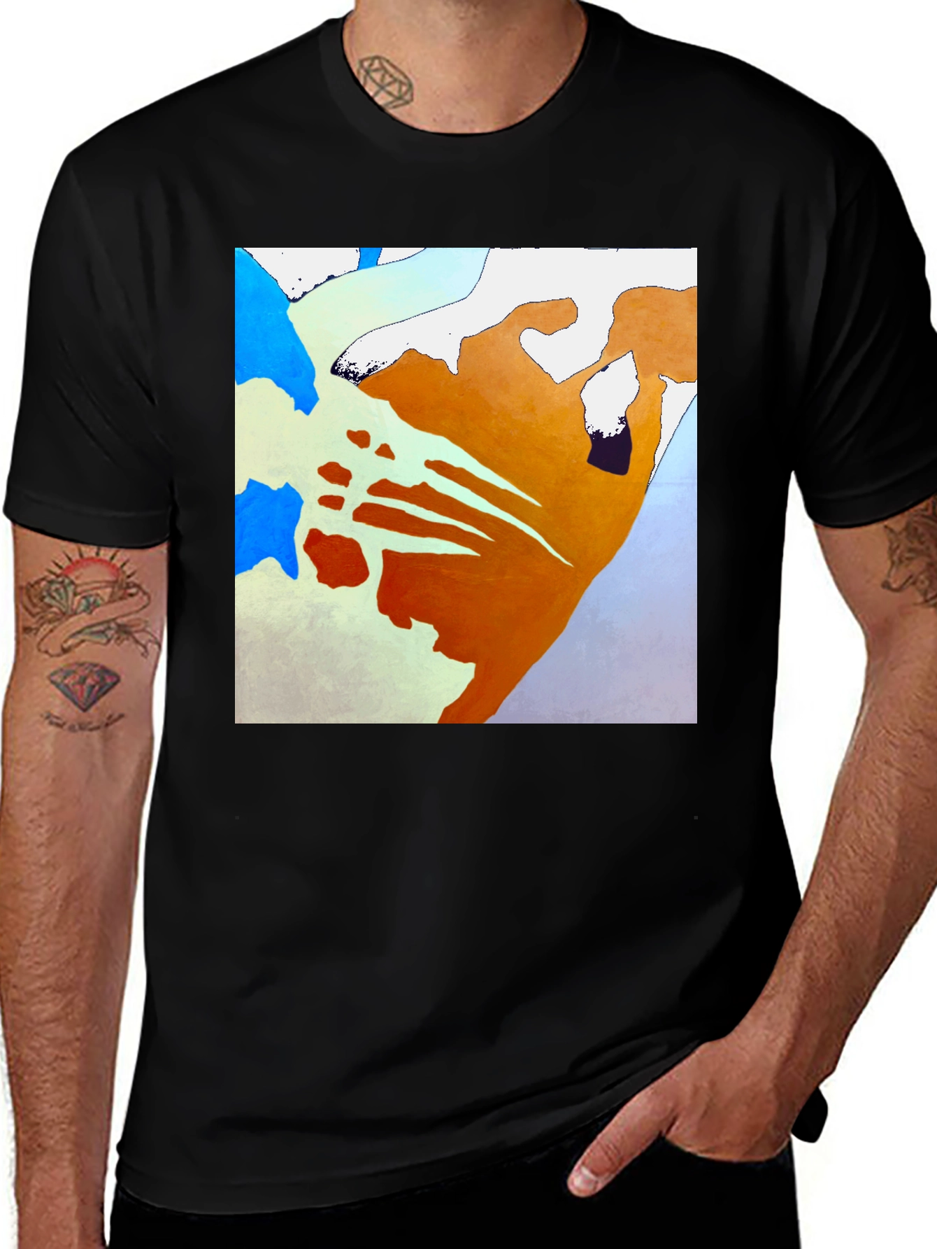 Black Abstract Art T-Shirt - Unique Graphic Tee main image