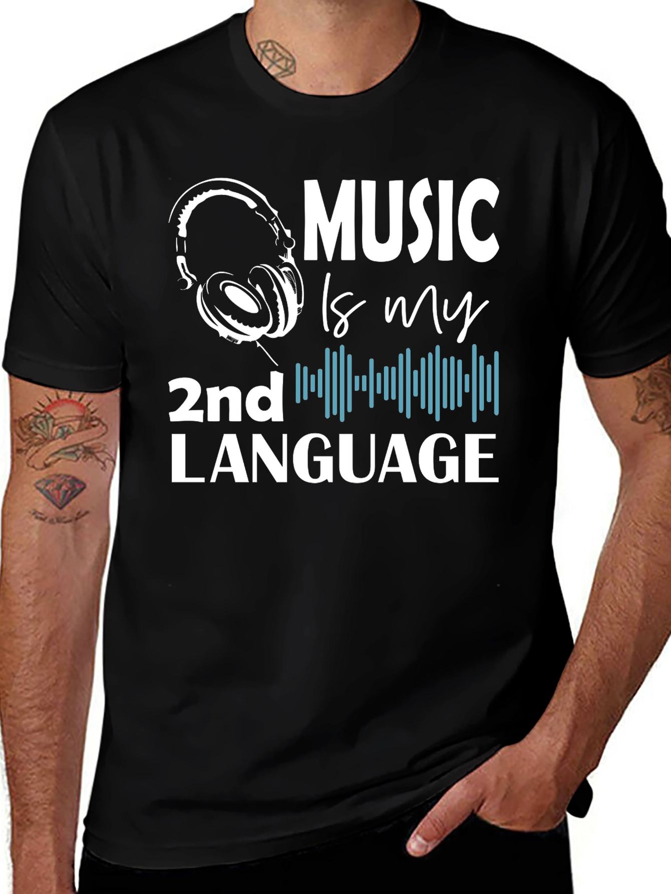 Variant 30 of Music is My 2nd Language Graphic T-Shirt