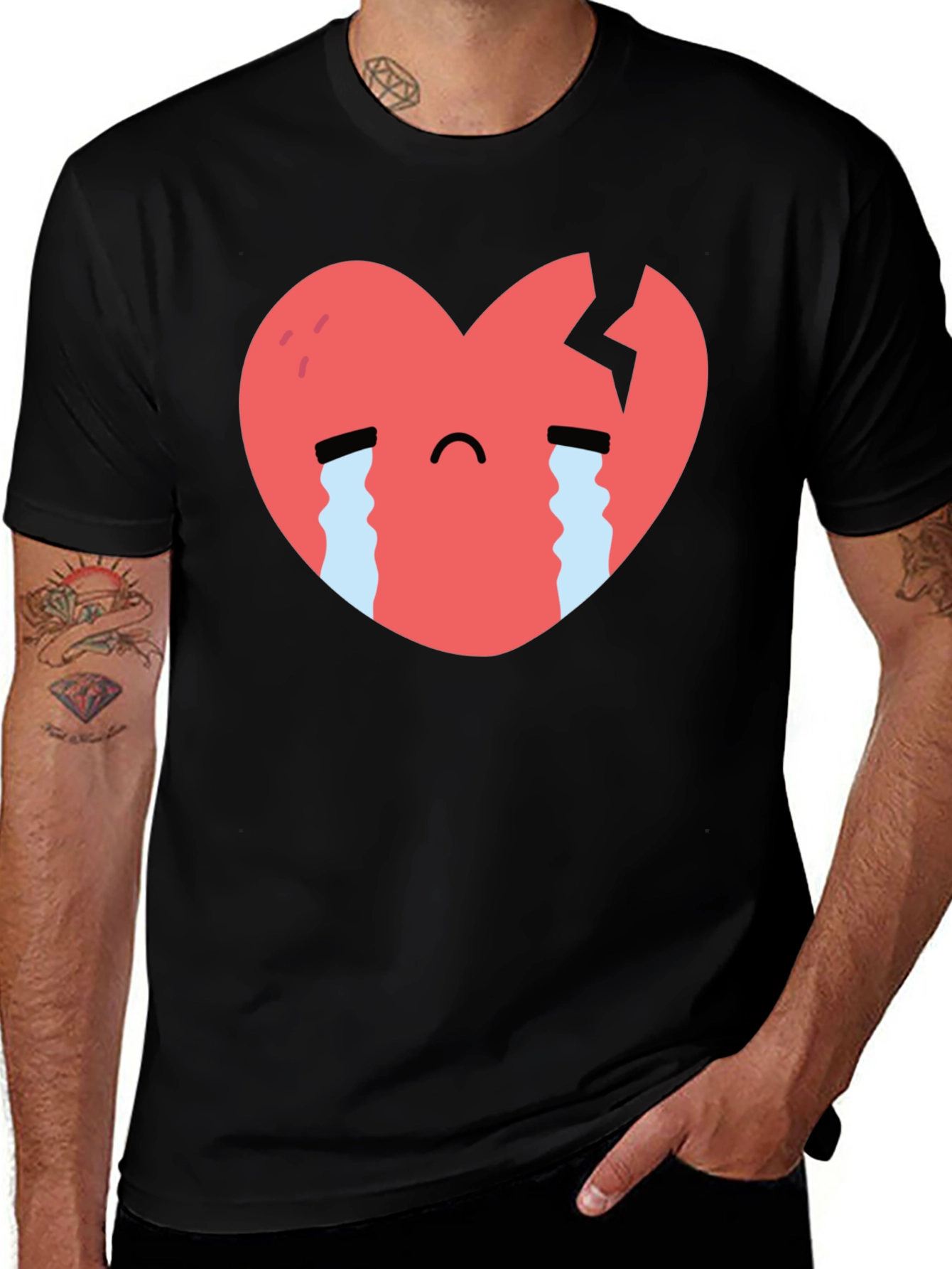 Variant 21 of Sad Heart Graphic Black T-Shirt