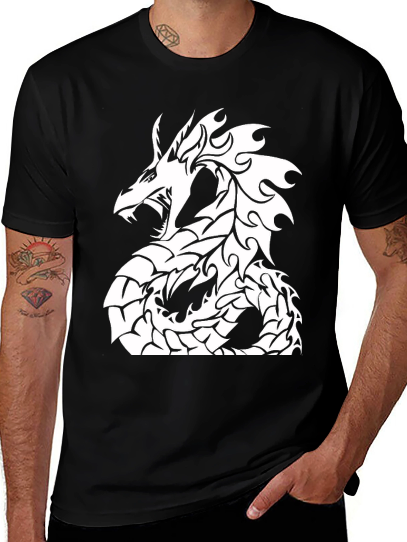 Variant 10 of Black Dragon Graphic Tee - Stylish Casual Wear
