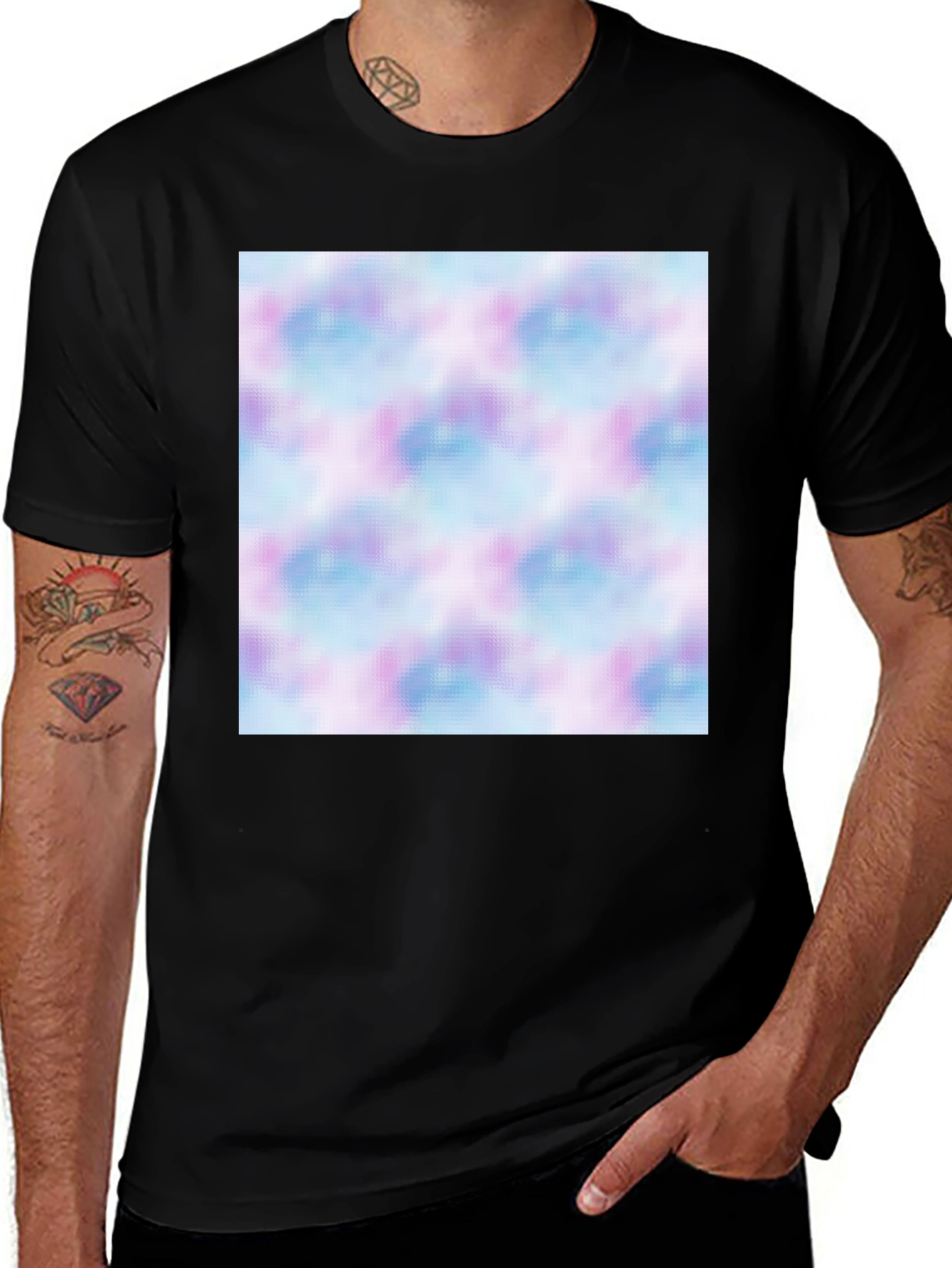 Variant 18 of Men's Black T-Shirt with Abstract Pattern