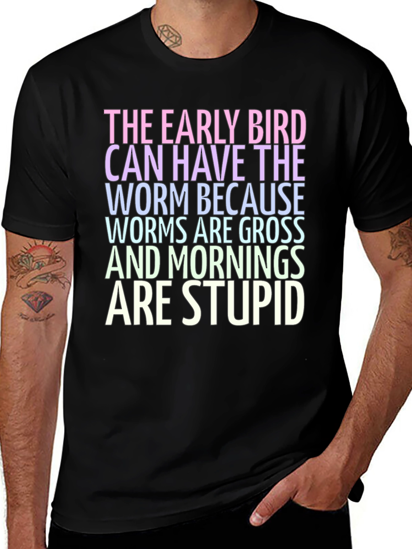 Black The Early Bird T-Shirt - Worms are Gross! main image