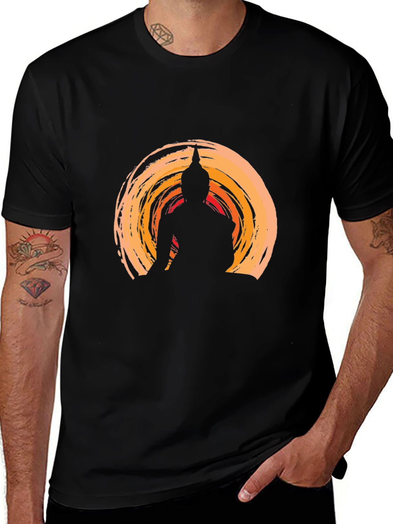 Variant 17 of Buddha Silhouette Graphic Tee - Spiritual Zen Design