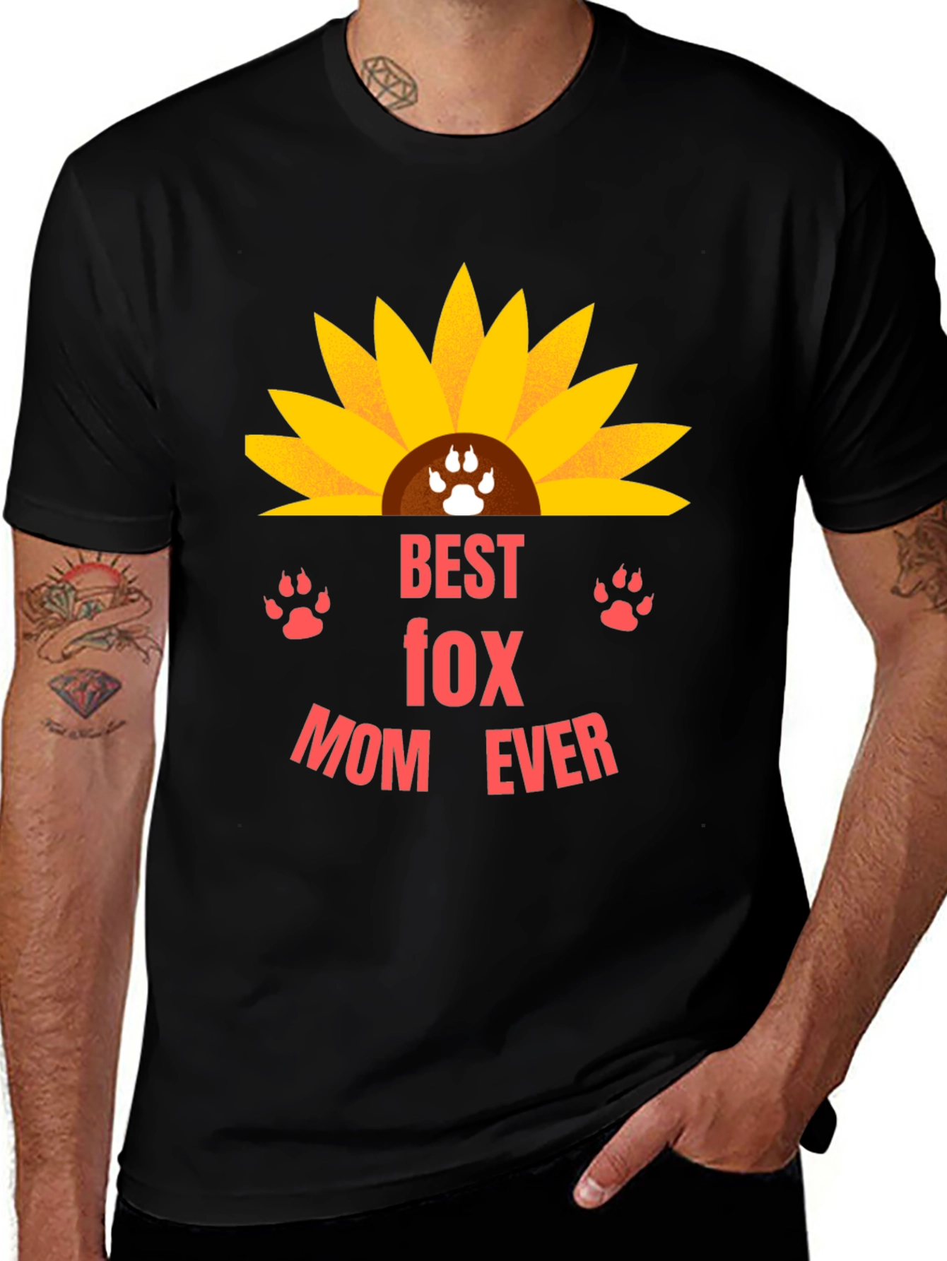 Variant 10 of Best Fox Mom Ever T-Shirt - Sunflower Design