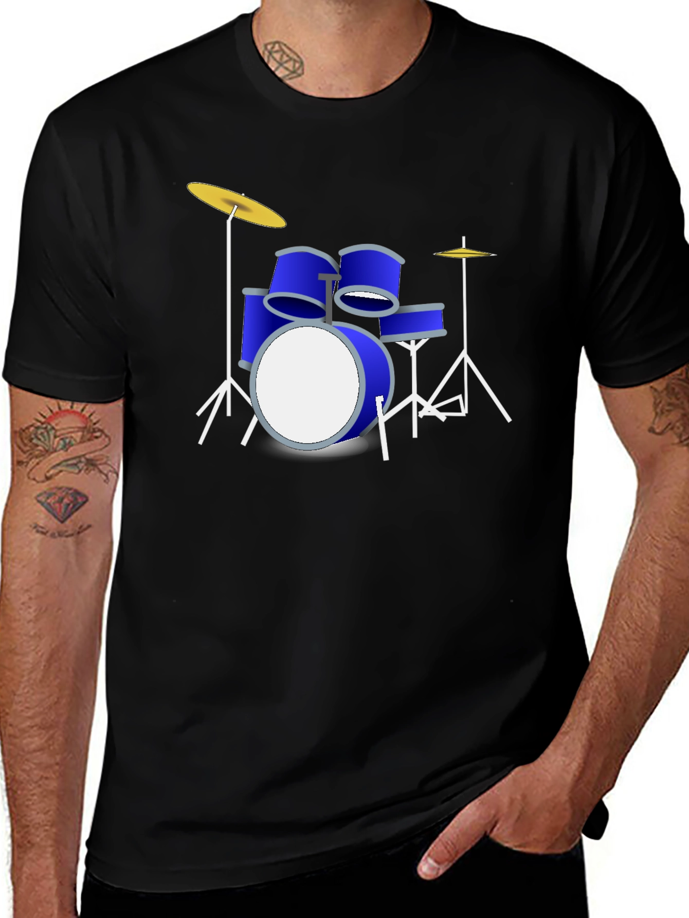 Variant 19 of Drum Set Graphic Tee - Black