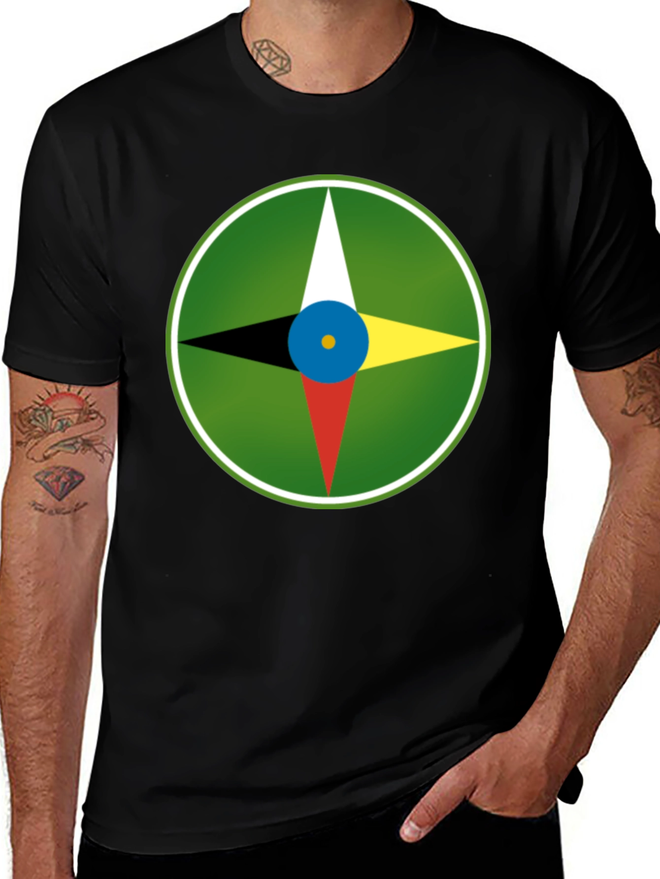 Variant 28 of Compass Graphic Tee - Unisex Soft Black Shirt