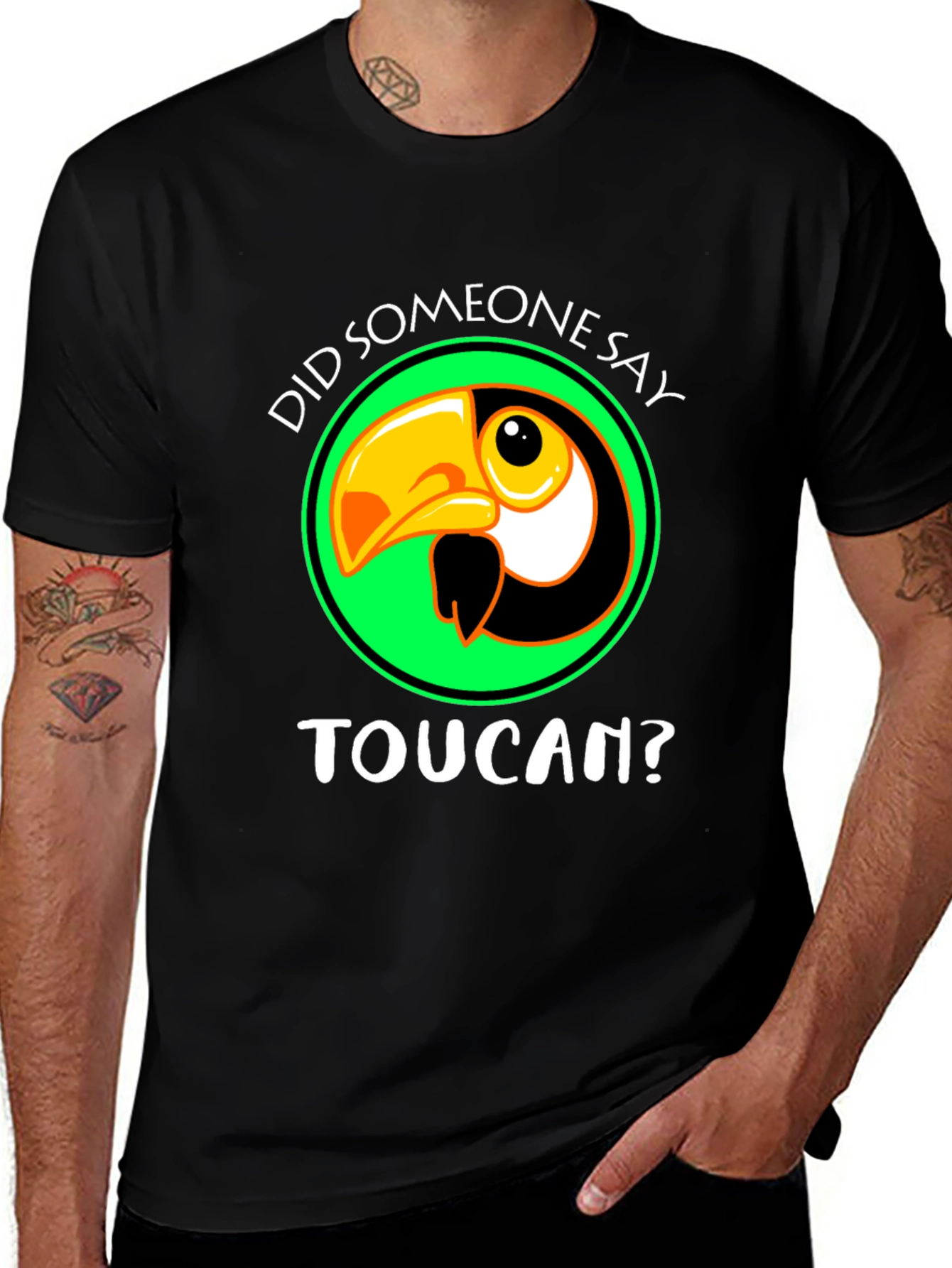 Variant 10 of Toucan T-Shirt - Did Someone Say Toucan? Black Cotton Tee
