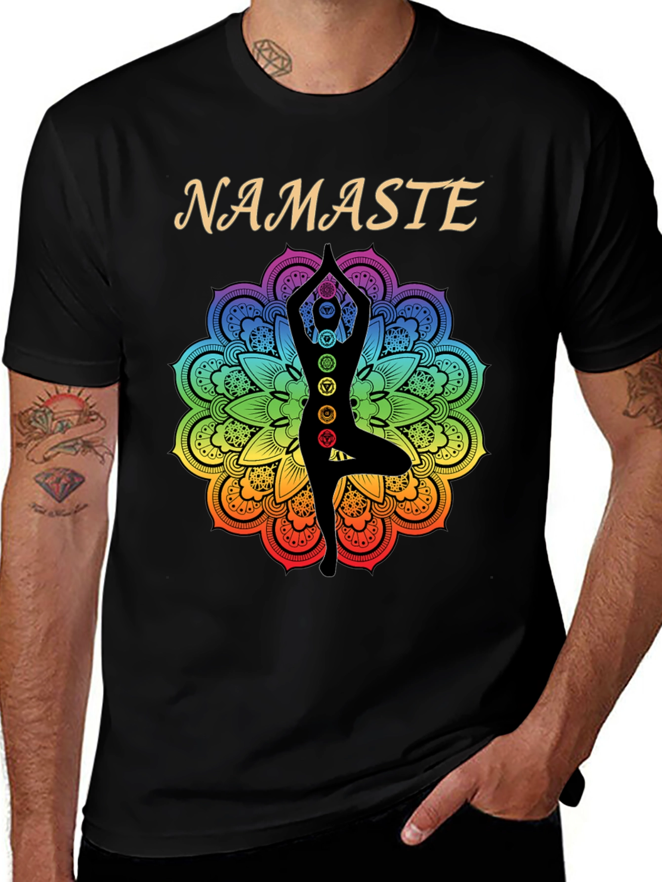 Namaste Yoga Chakra Mandala T-Shirt