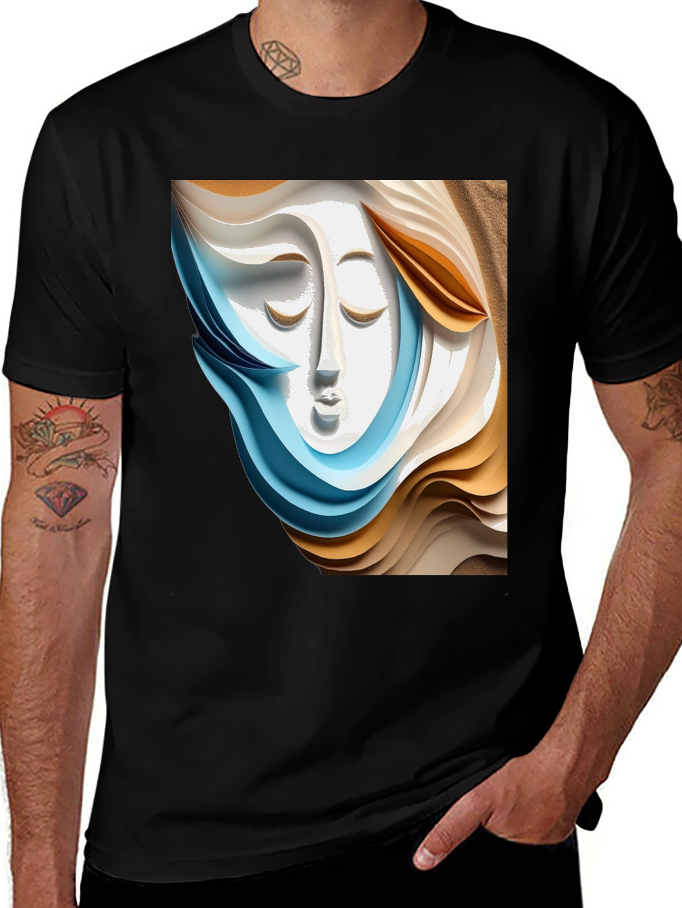 Variant 25 of Abstract Face Graphic Tee - Stylish Artistic Design