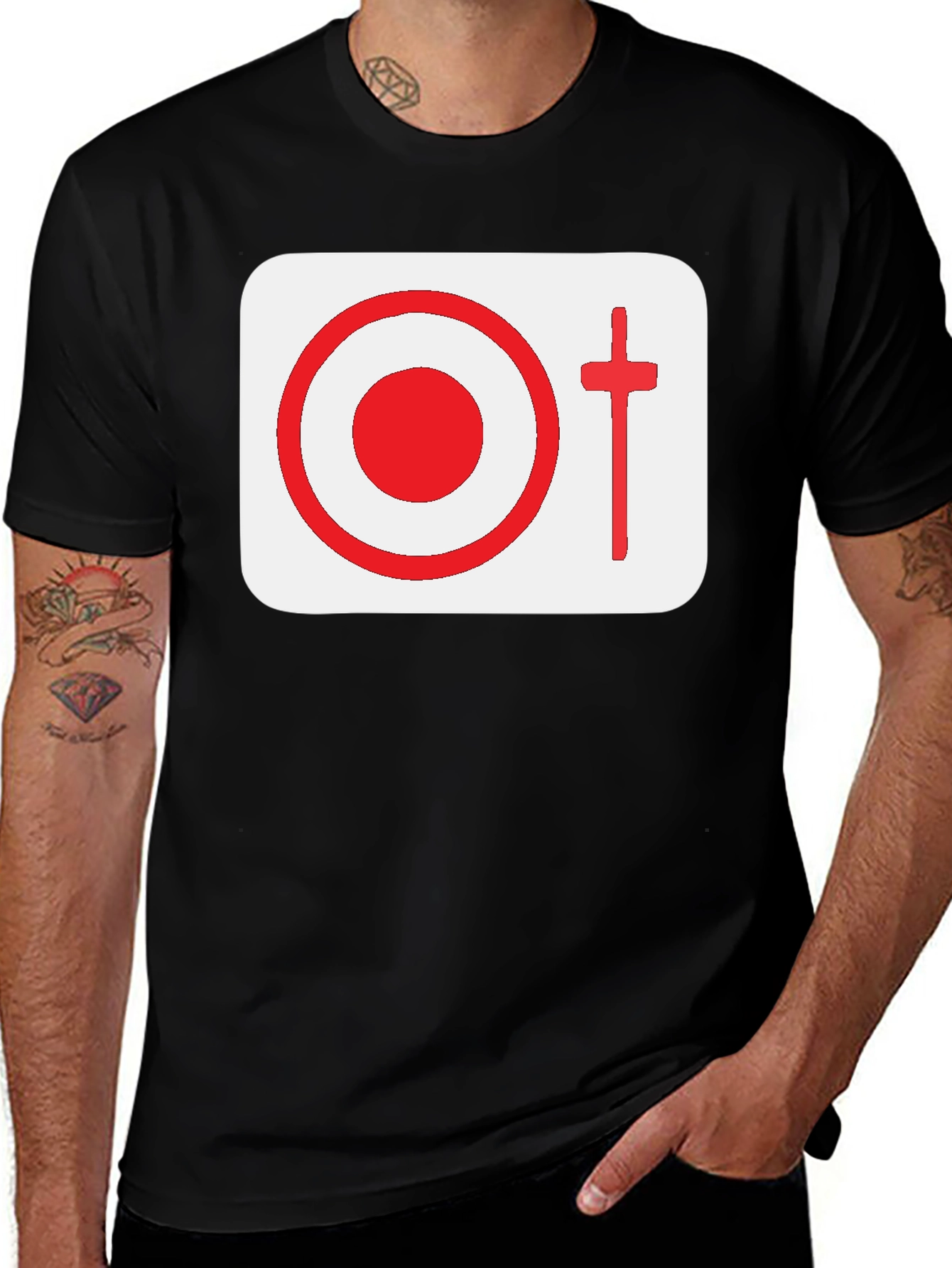 Variant 19 of Graphic Tee: Target & Cross Design