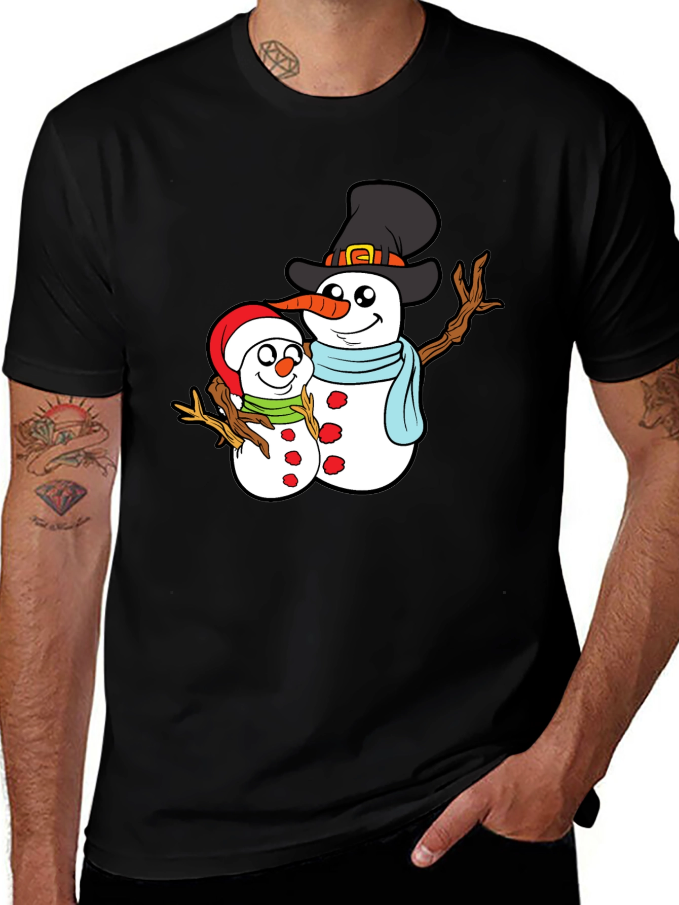 Variant 5 of Festive Snowman Graphic Tee - Holiday Style