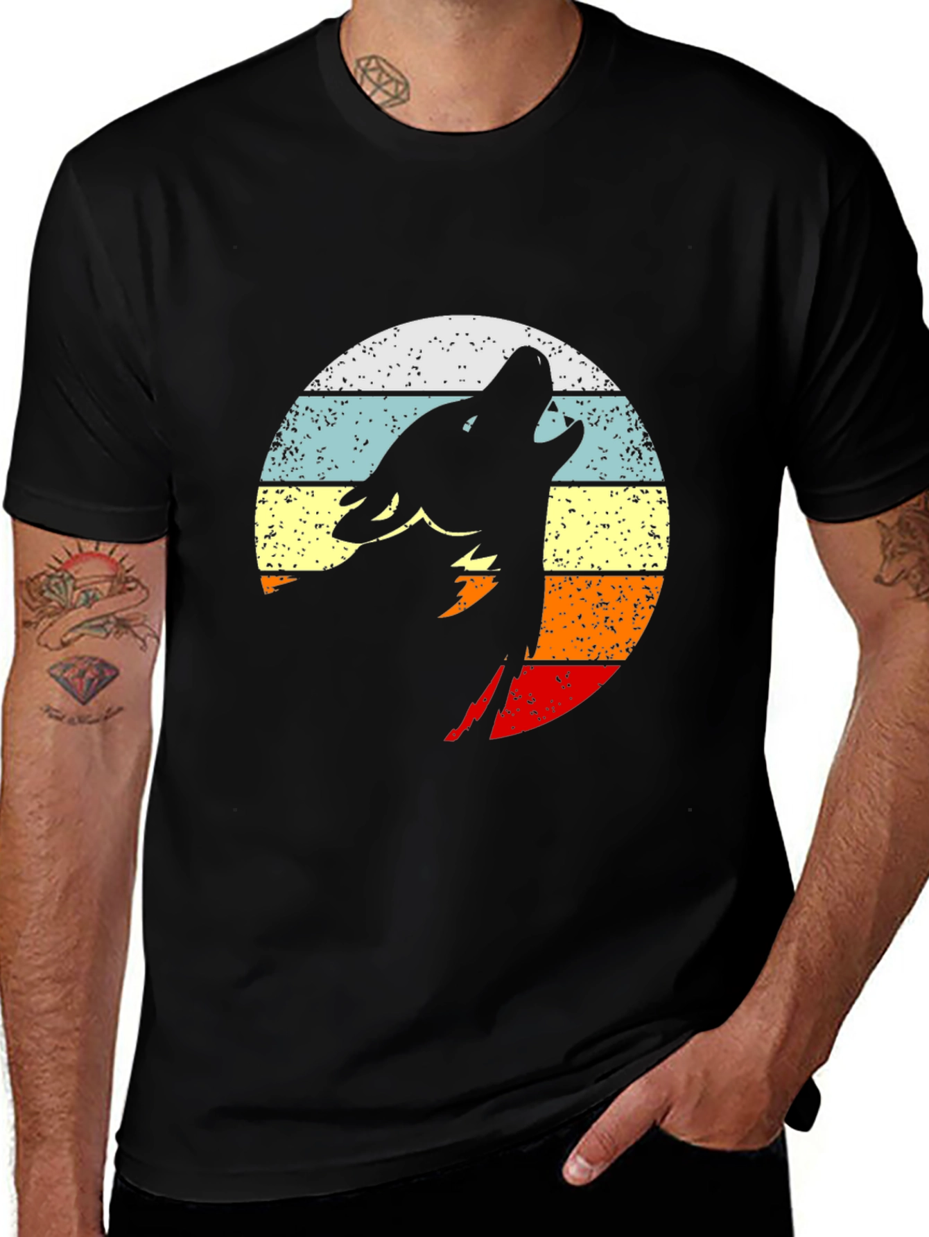 Variant 12 of Retro Wolf Silhouette T-Shirt