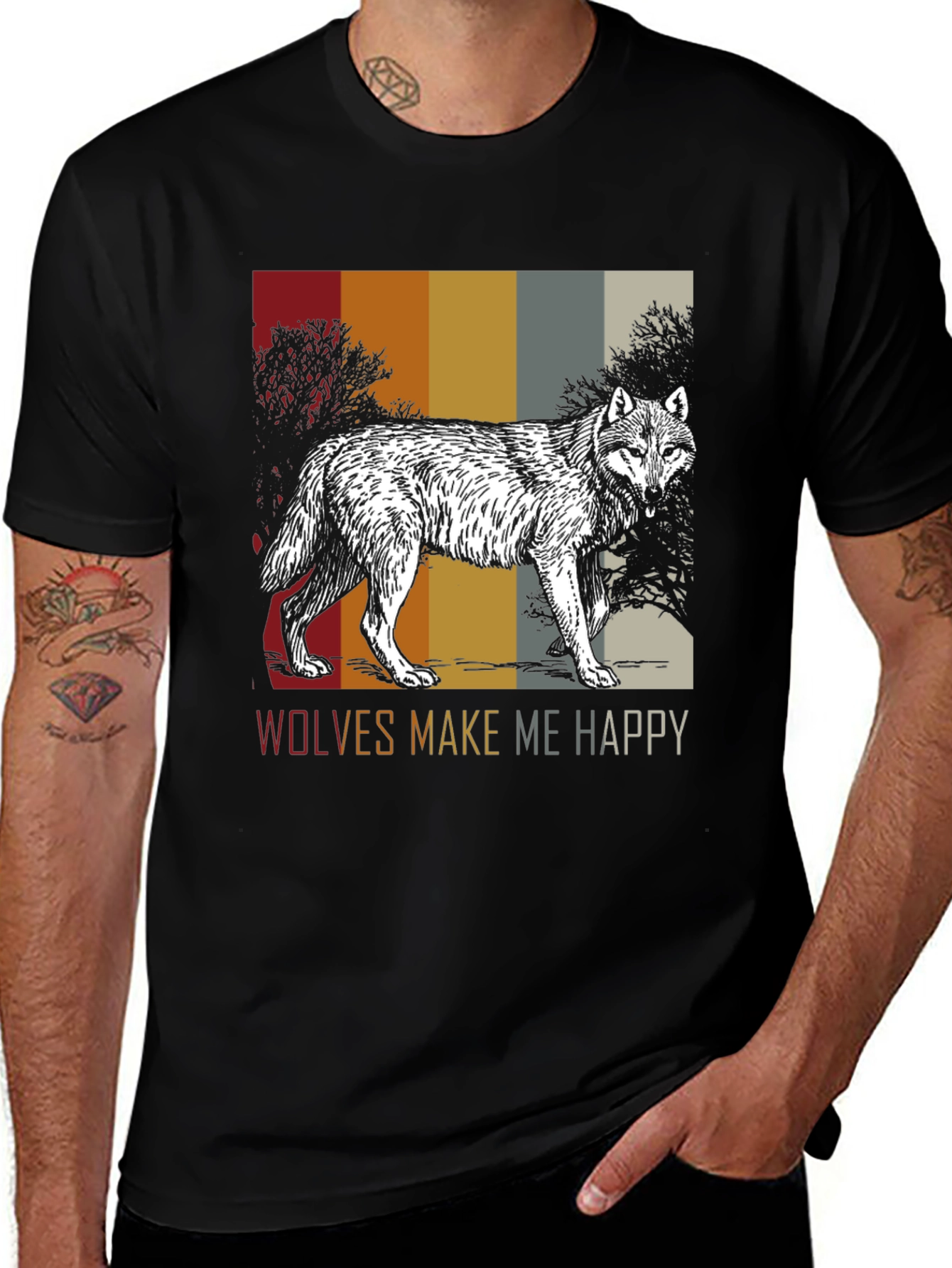 Variant 20 of Wolves Make Me Happy Graphic Tee
