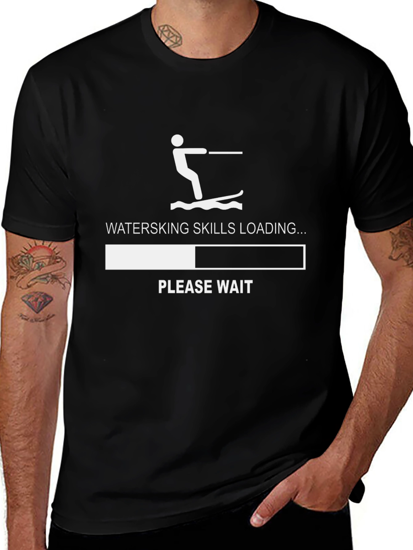 Variant 8 of Waterskiing Skills Loading T-Shirt - Funny Summer Tee