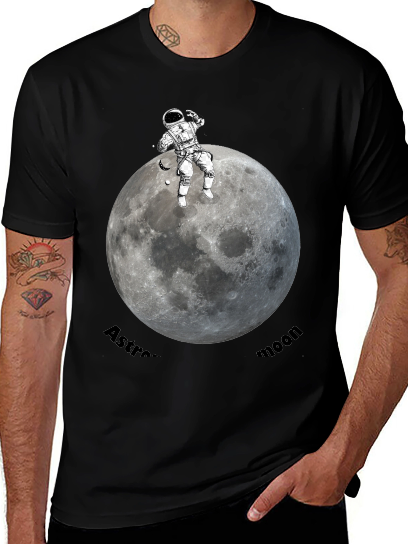 Variant 10 of Astronaut Moon Graphic T-Shirt - Space Design