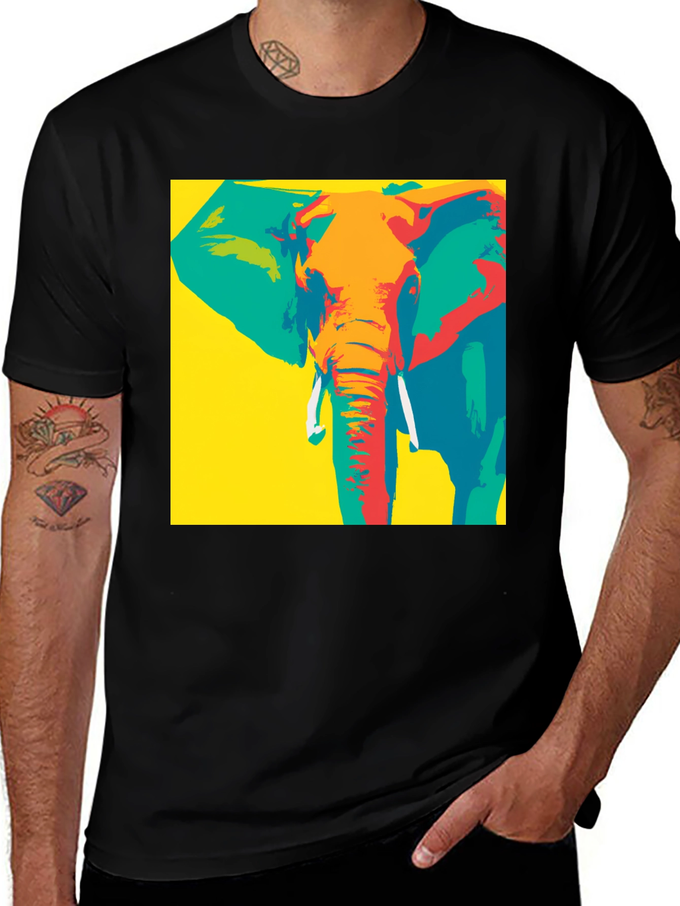 Variant 13 of Pop Art Elephant Graphic Tee - Bold & Unique